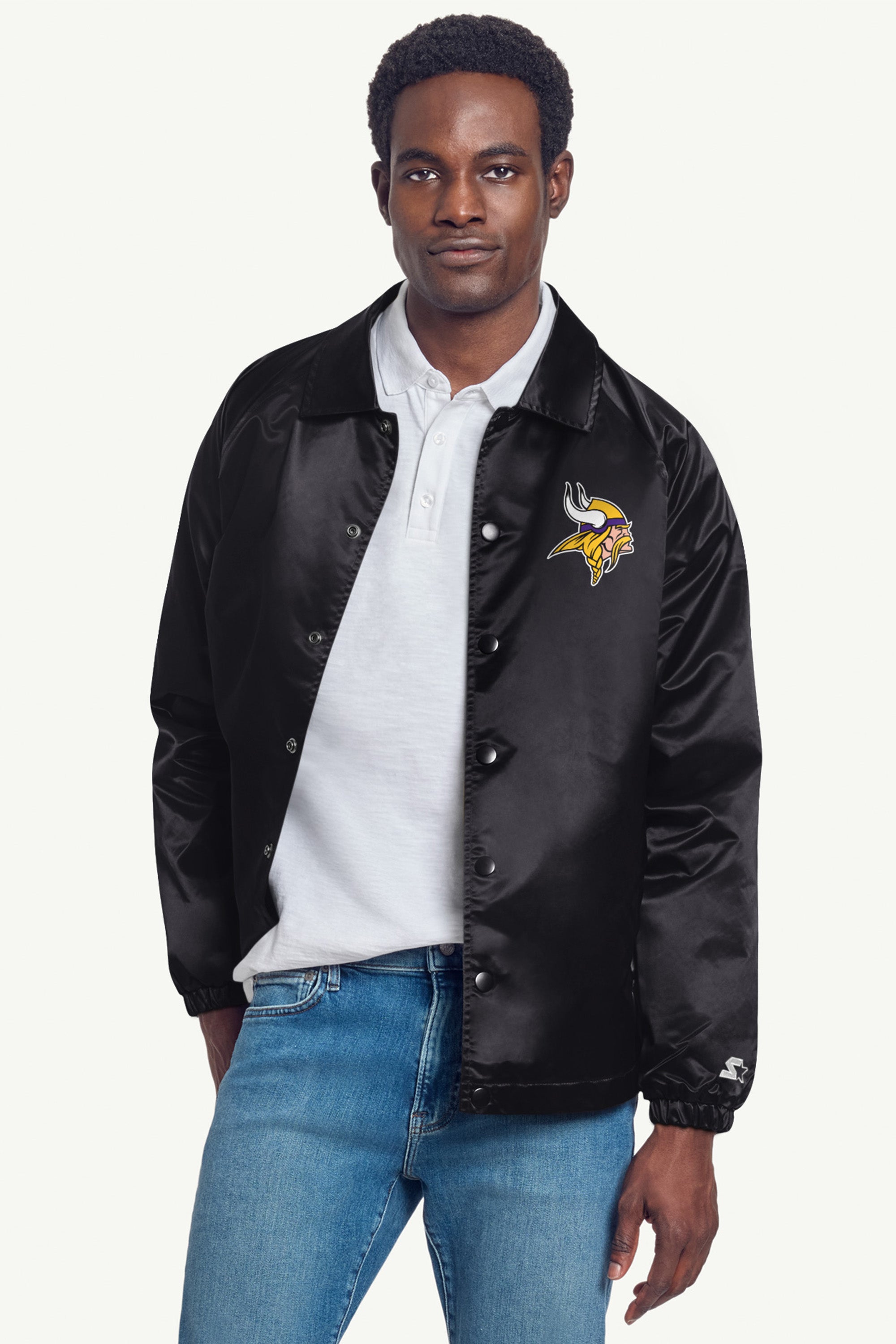 MENS MINNESOTA VIKINGS RETRO COACHES JACKET View 3 MENS MINNESOTA VIKINGS RETRO COACHES JACKET View 3