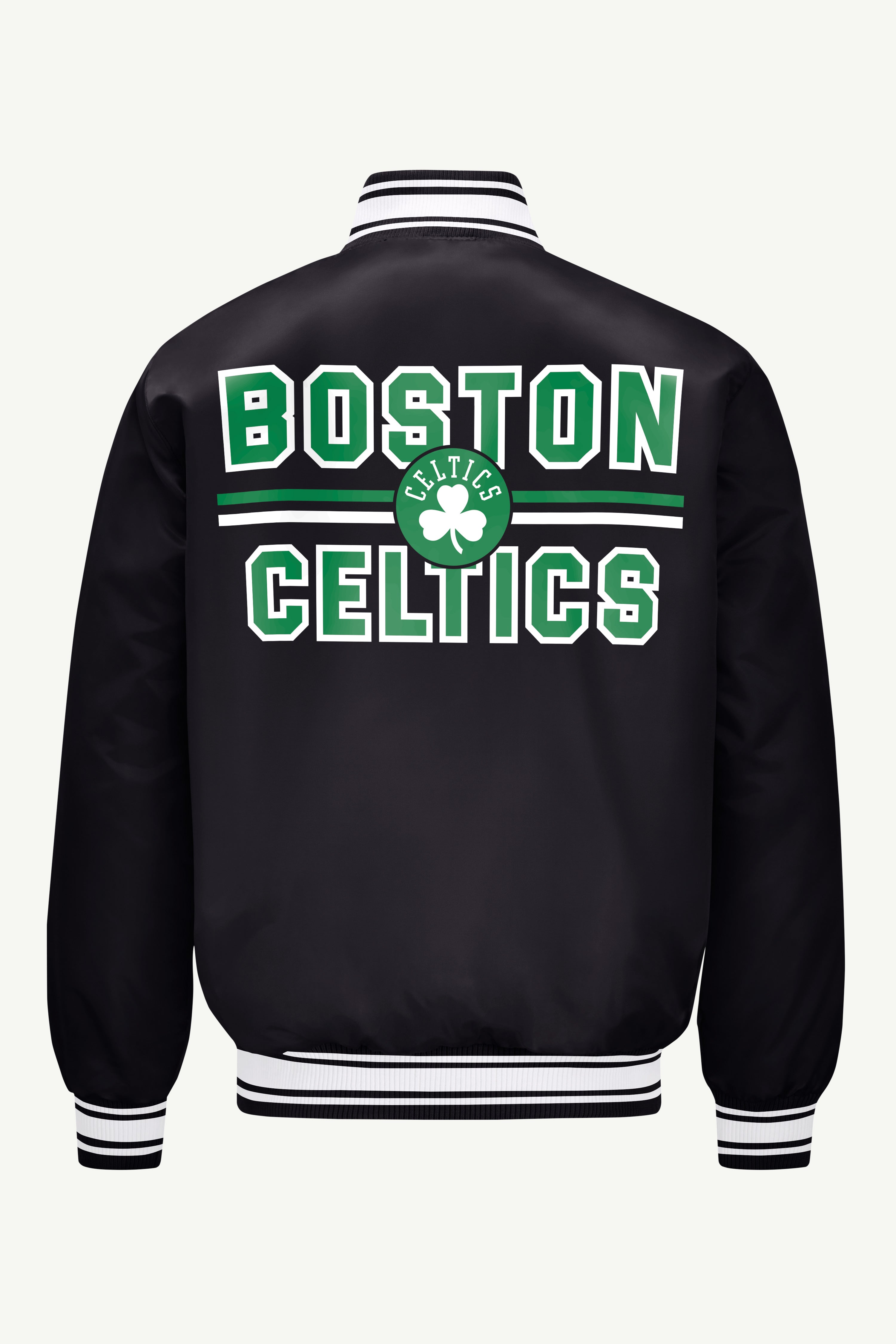 MENS BOSTON CELTICS MESH LOOK SATIN VARSITY JACKET View 2 MENS BOSTON CELTICS MESH LOOK SATIN VARSITY JACKET View 2