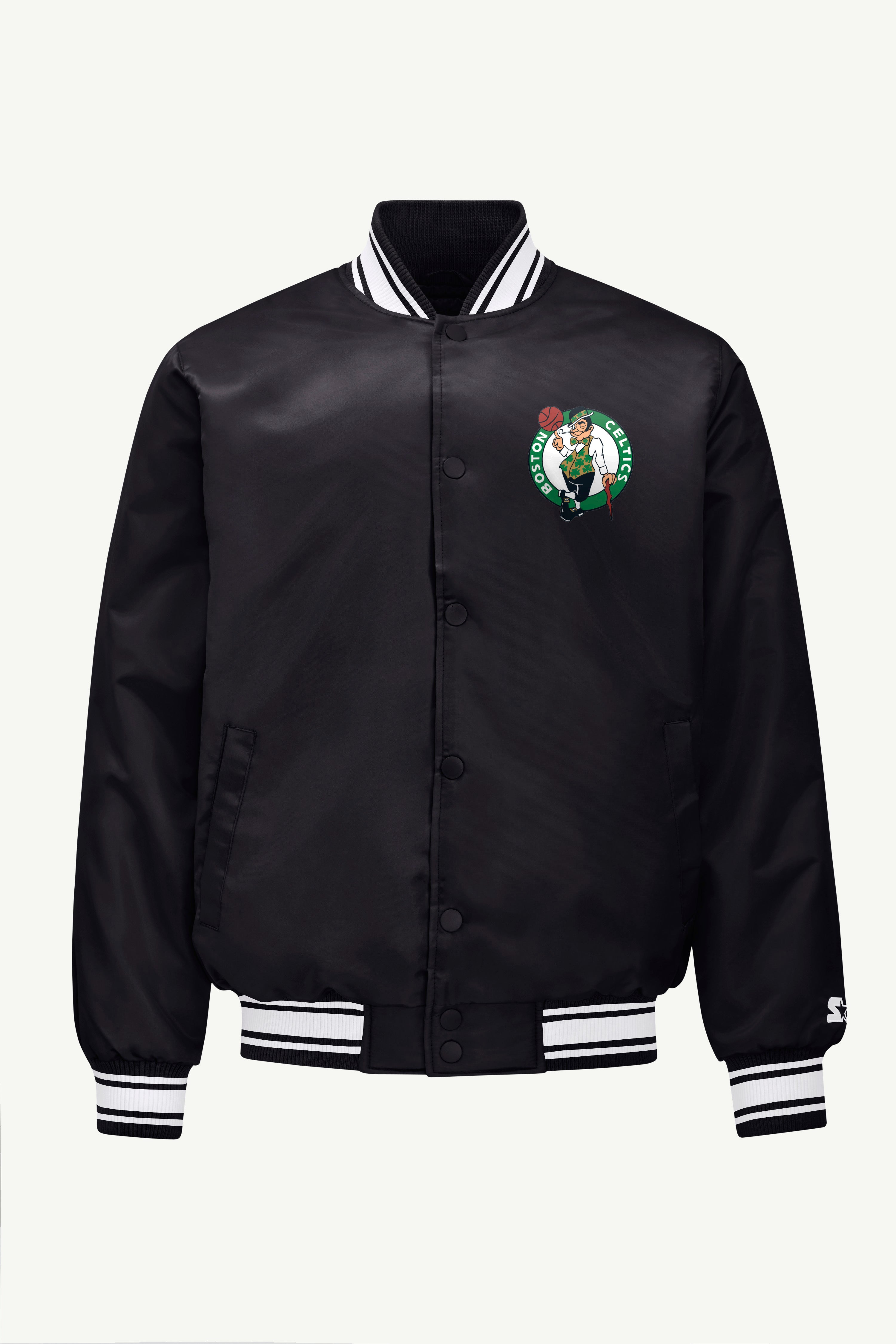 MENS BOSTON CELTICS MESH LOOK SATIN VARSITY JACKET View 1 MENS BOSTON CELTICS MESH LOOK SATIN VARSITY JACKET View 1