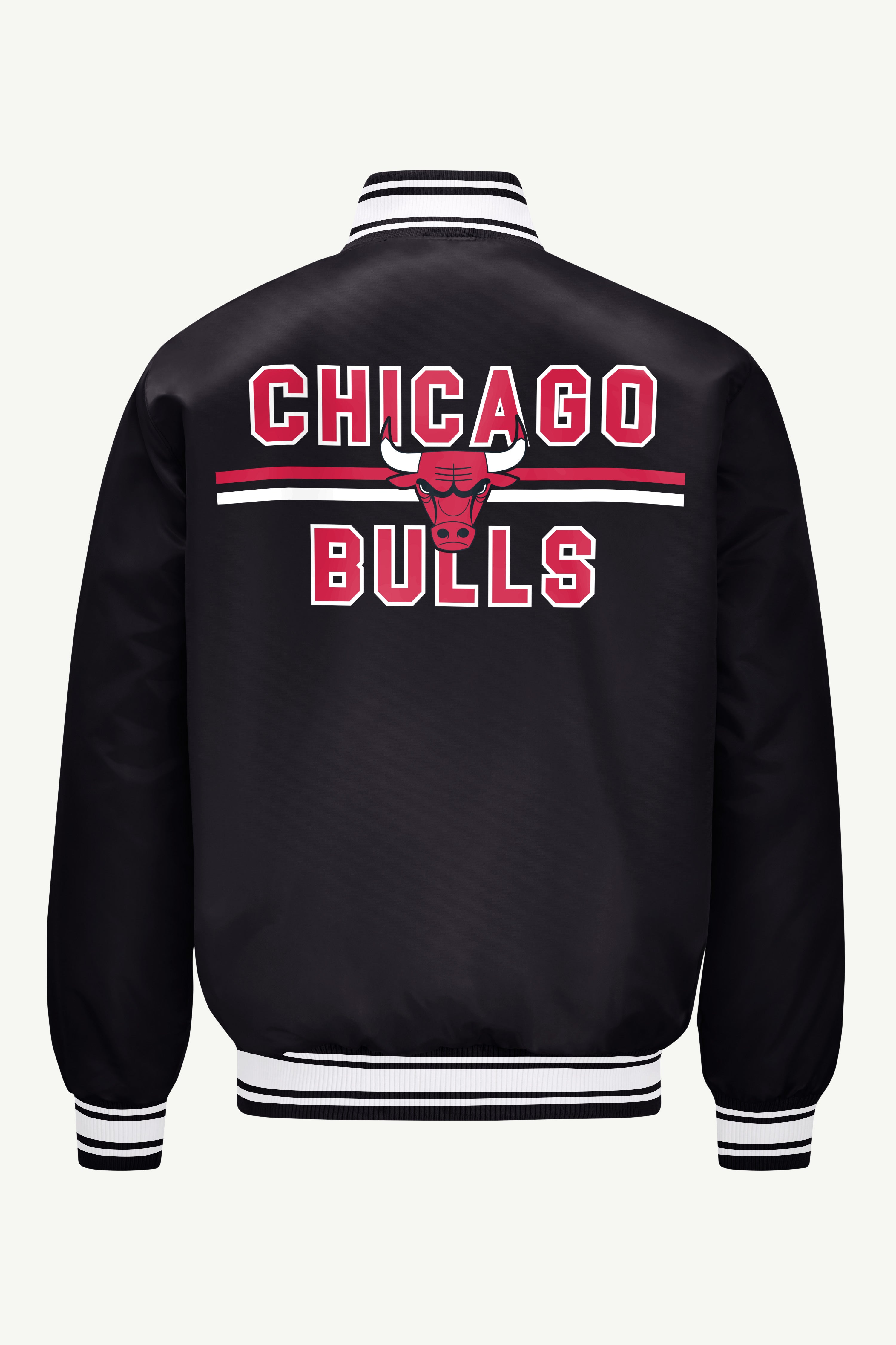 MENS CHICAGO BULLS MESH LOOK SATIN VARISTY JACKET View 2 MENS CHICAGO BULLS MESH LOOK SATIN VARISTY JACKET View 2