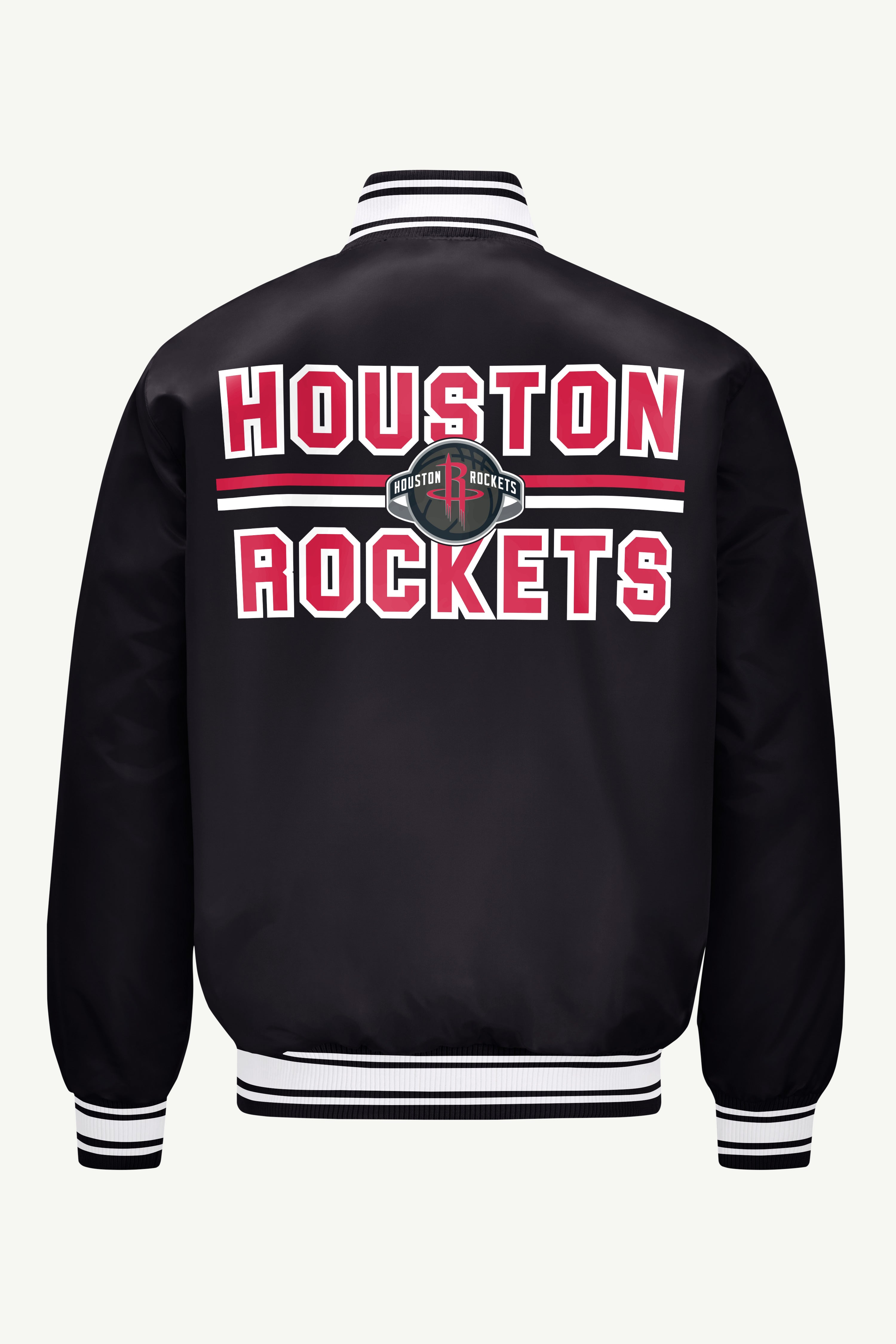 MENS HOUSTON ROCKETS MESH LOOK SATIN VARSITY JACKET View 2 MENS HOUSTON ROCKETS MESH LOOK SATIN VARSITY JACKET View 2