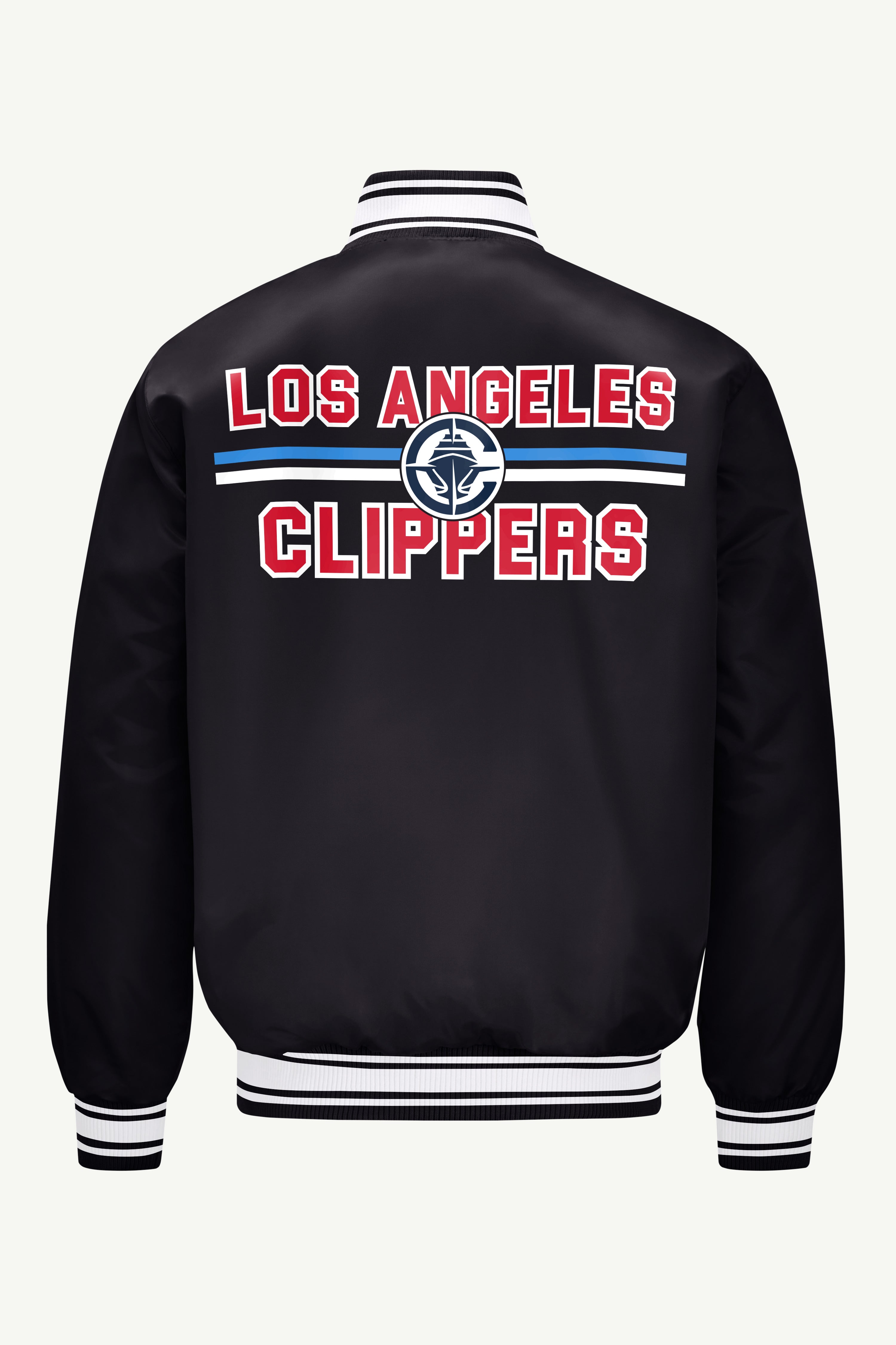 MENS LOS ANGELES CLIPPERS MESH LOOK SATIN VARSITY JACKET View 2 MENS LOS ANGELES CLIPPERS MESH LOOK SATIN VARSITY JACKET View 2