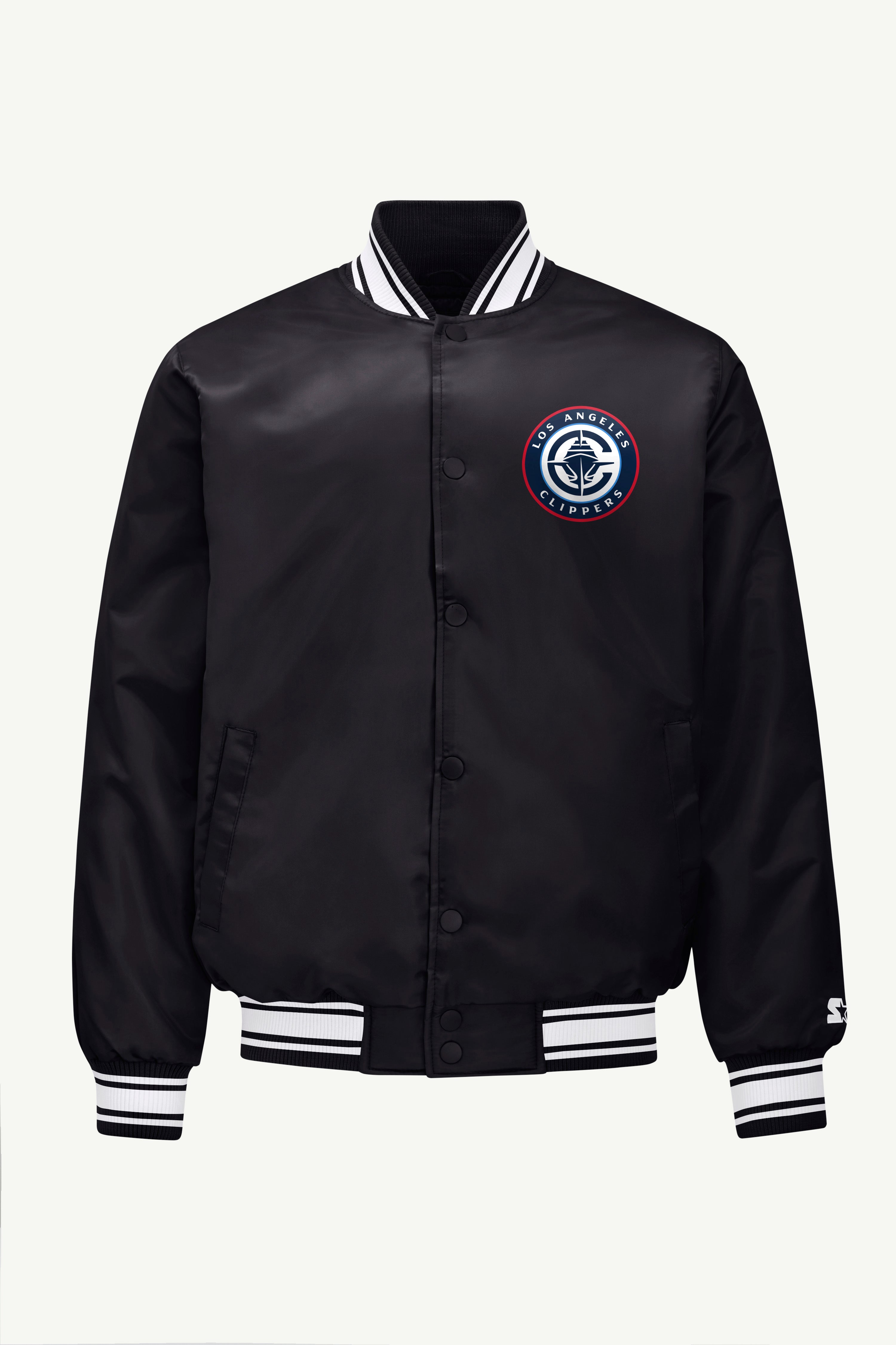 MENS LOS ANGELES CLIPPERS MESH LOOK SATIN VARSITY JACKET View 1 MENS LOS ANGELES CLIPPERS MESH LOOK SATIN VARSITY JACKET View 1