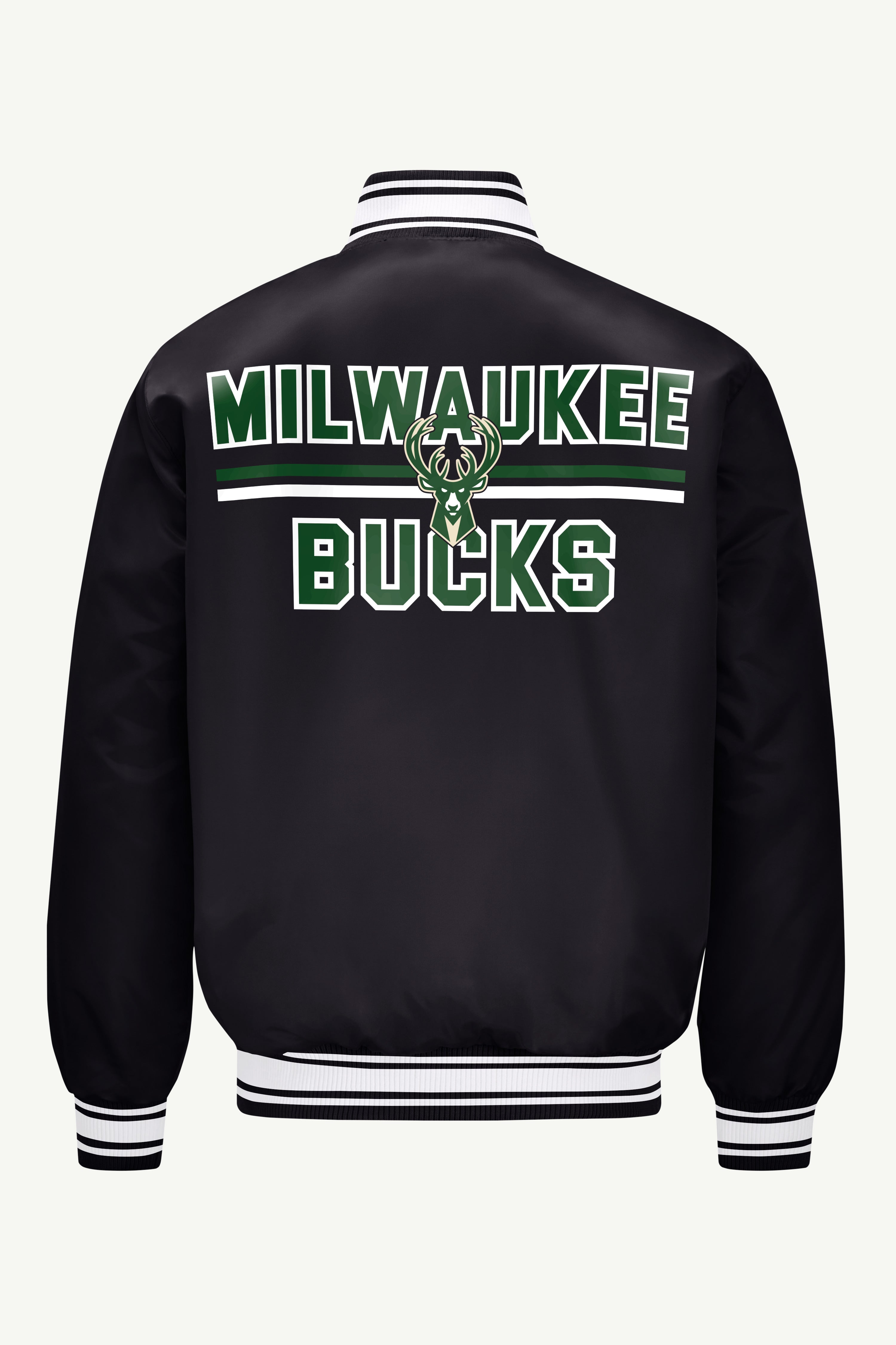 MENS MILWAUKEE BUCKS MESH LOOK SATIN VARSITY JACKET View 2 MENS MILWAUKEE BUCKS MESH LOOK SATIN VARSITY JACKET View 2
