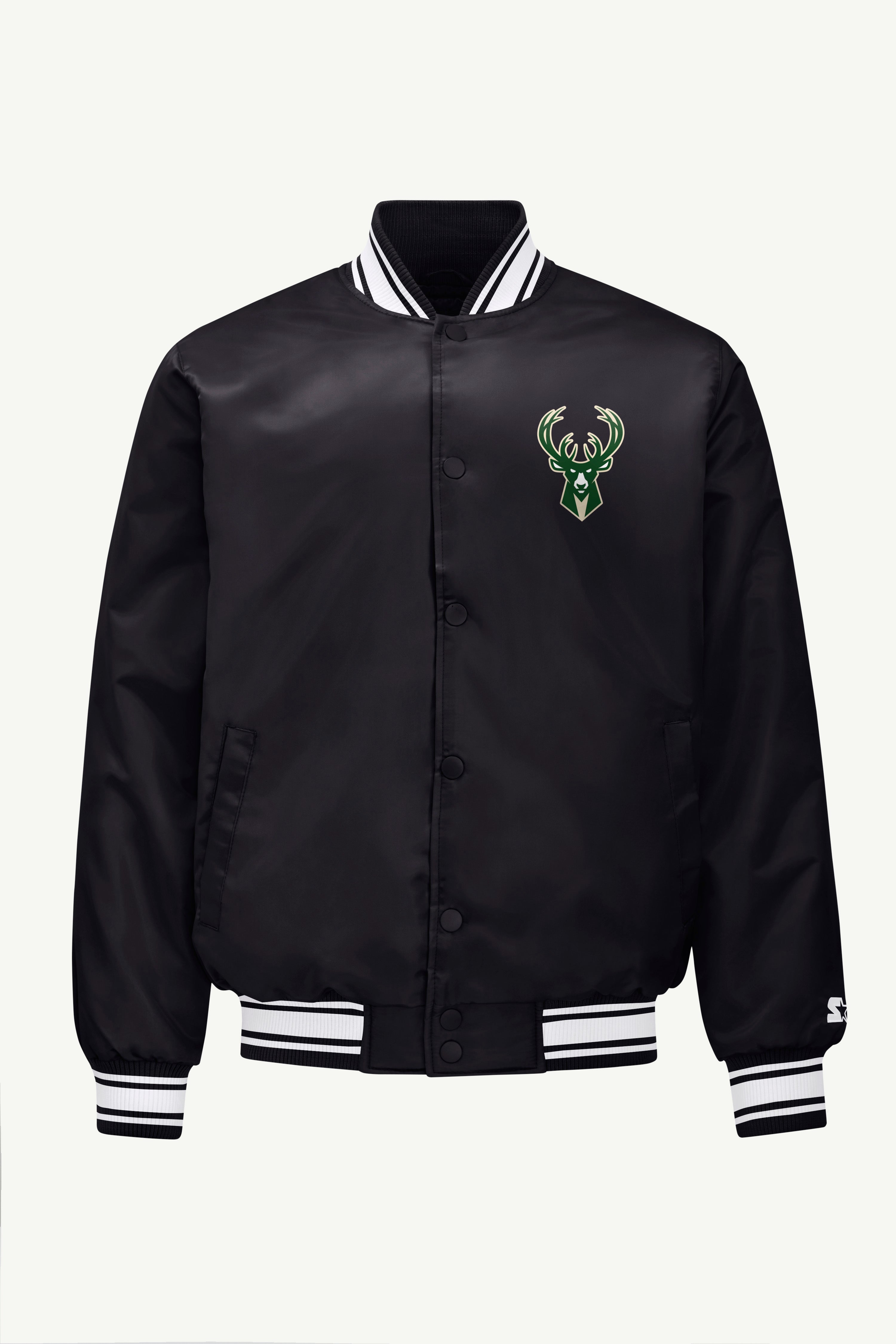 MENS MILWAUKEE BUCKS MESH LOOK SATIN VARSITY JACKET View 1 MENS MILWAUKEE BUCKS MESH LOOK SATIN VARSITY JACKET View 1