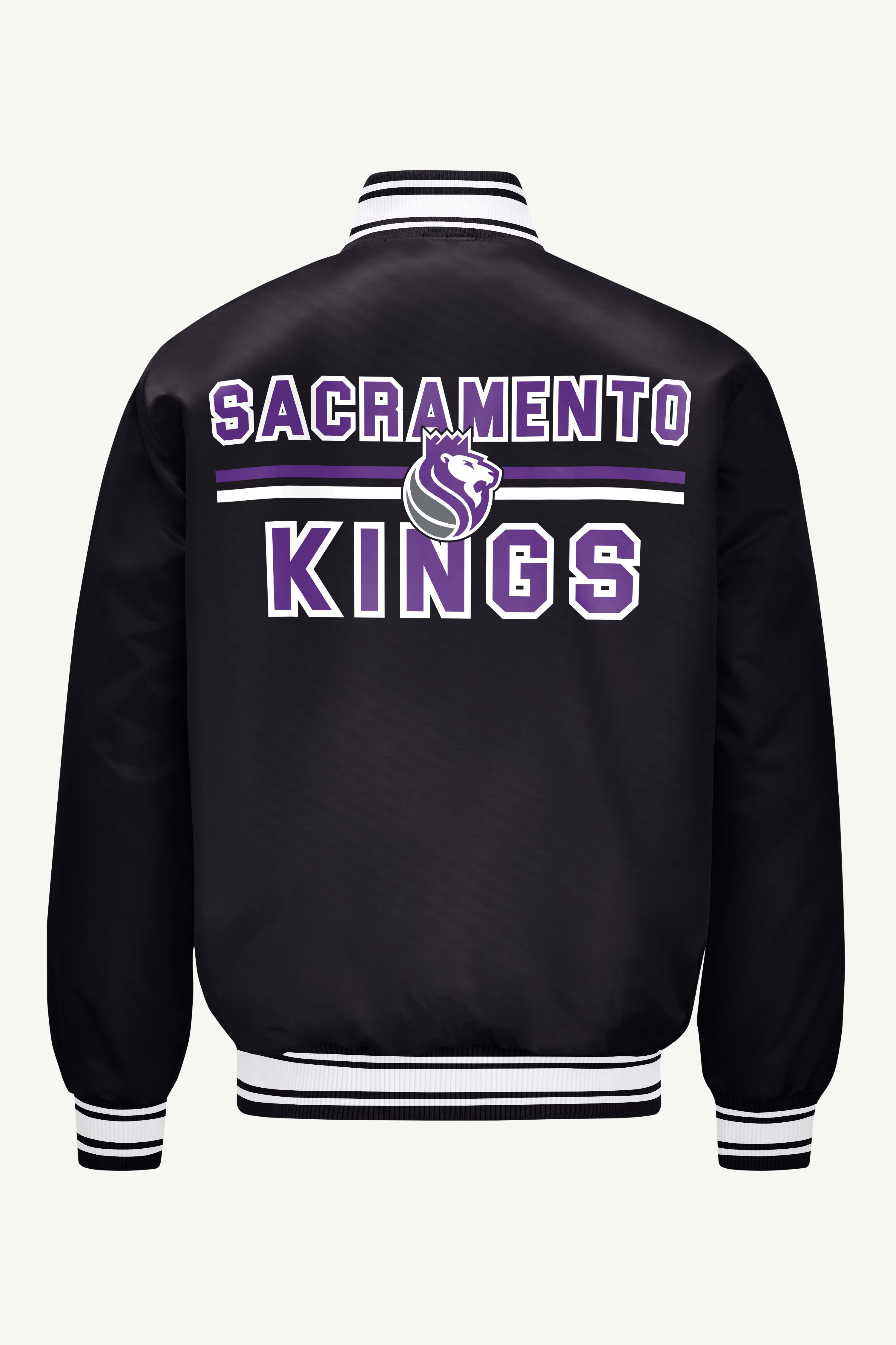 MENS SACRAMENTO KINGS MESH LOOK SATIN VARSITY JACKET View 2 MENS SACRAMENTO KINGS MESH LOOK SATIN VARSITY JACKET View 2