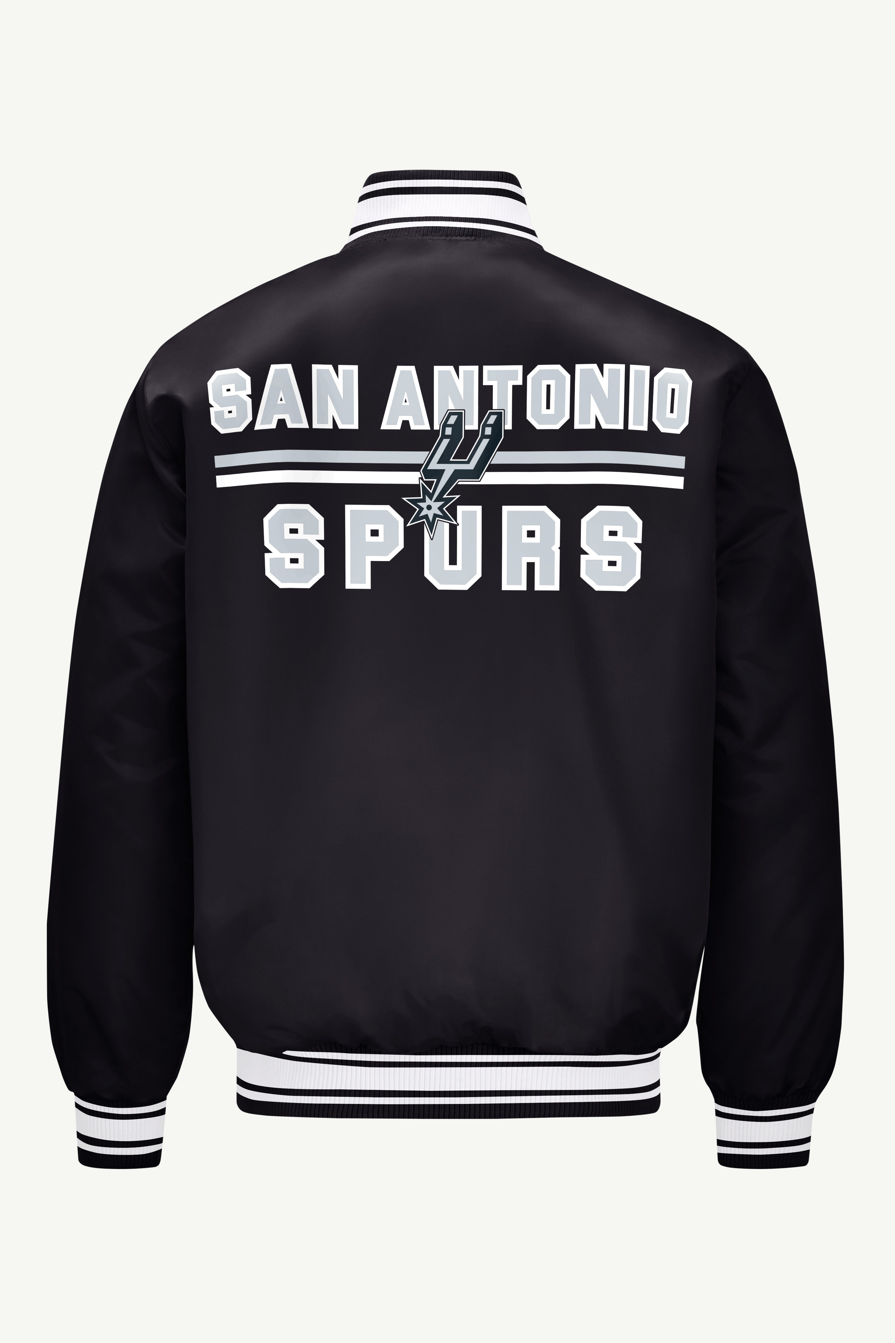 MENS SAN ANTONIO SPURS MESH LOOK SATIN VARSITY JACKET View 2 MENS SAN ANTONIO SPURS MESH LOOK SATIN VARSITY JACKET View 2