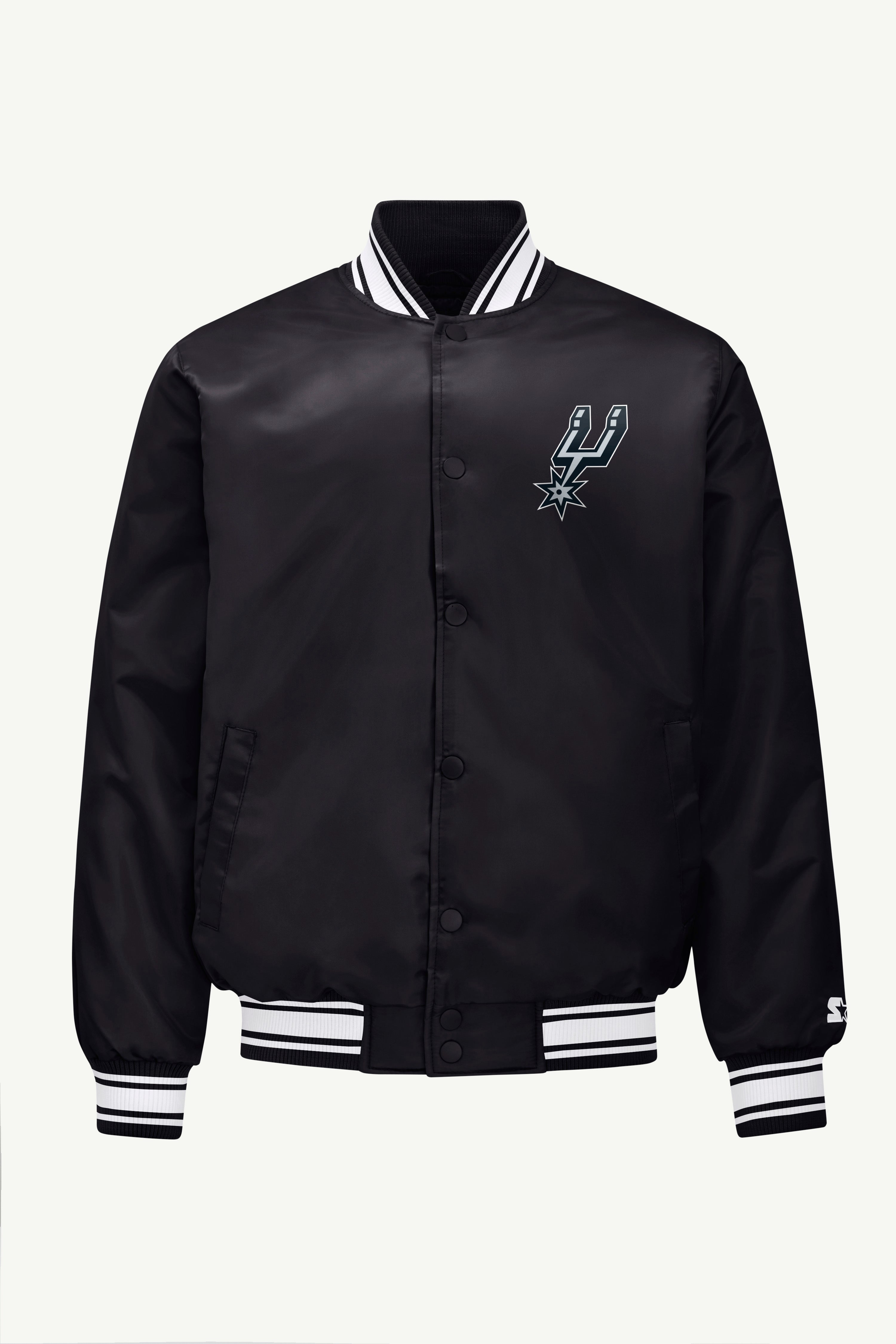 MENS SAN ANTONIO SPURS MESH LOOK SATIN VARSITY JACKET View 1 MENS SAN ANTONIO SPURS MESH LOOK SATIN VARSITY JACKET View 1