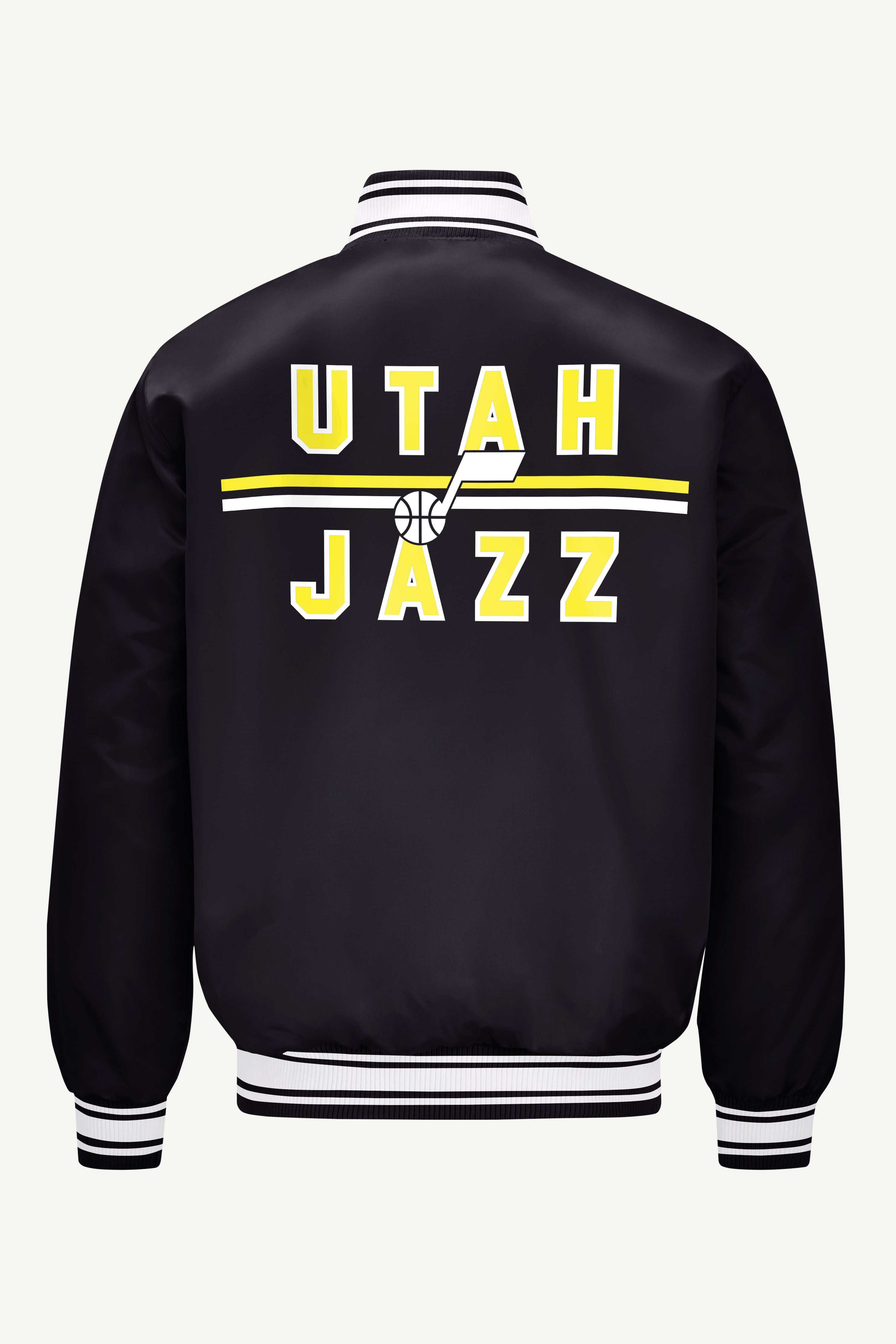 MENS UTAH JAZZ MESH LOOK SATIN VARSITY JACKET View 2 MENS UTAH JAZZ MESH LOOK SATIN VARSITY JACKET View 2