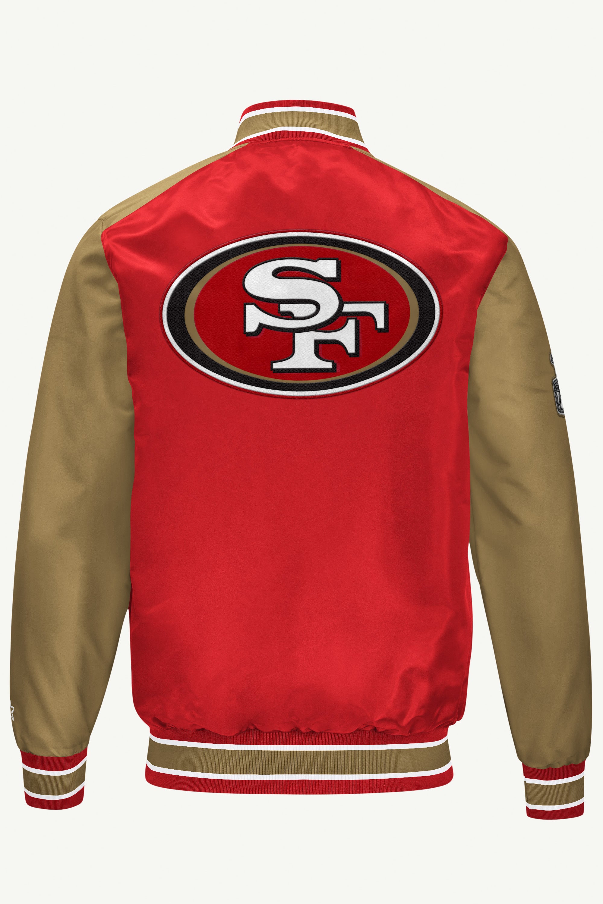 MENS SAN FRANCISCO 49ERS SATIN VARSITY JACKET View 2 MENS SAN FRANCISCO 49ERS SATIN VARSITY JACKET View 2