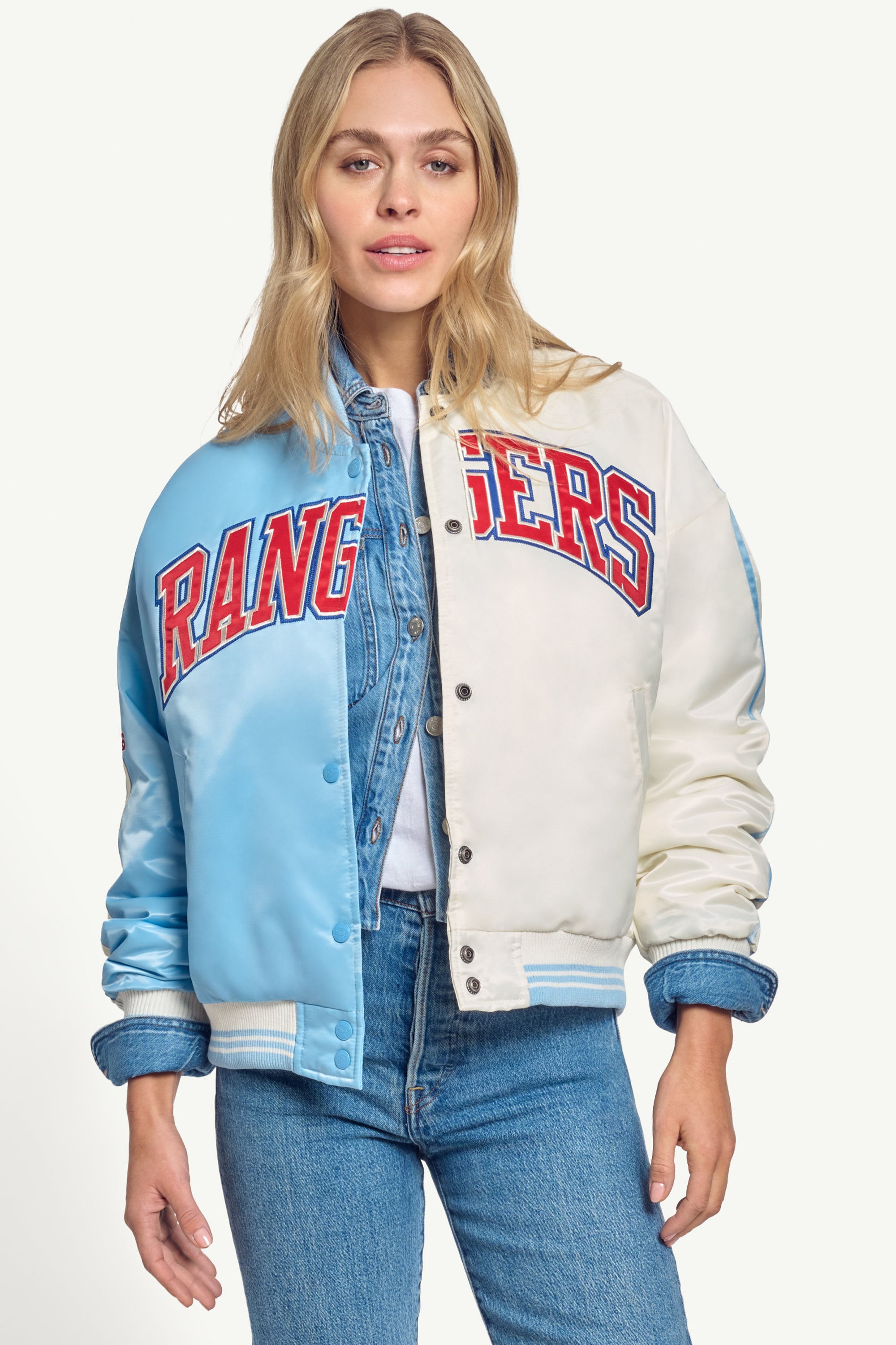 WOMENS TEXAS RANGERS SATIN VARSITY JACKET View 3 | STARTER CLASSICS WOMENS TEXAS RANGERS SATIN VARSITY JACKET View 3 | STARTER CLASSICS