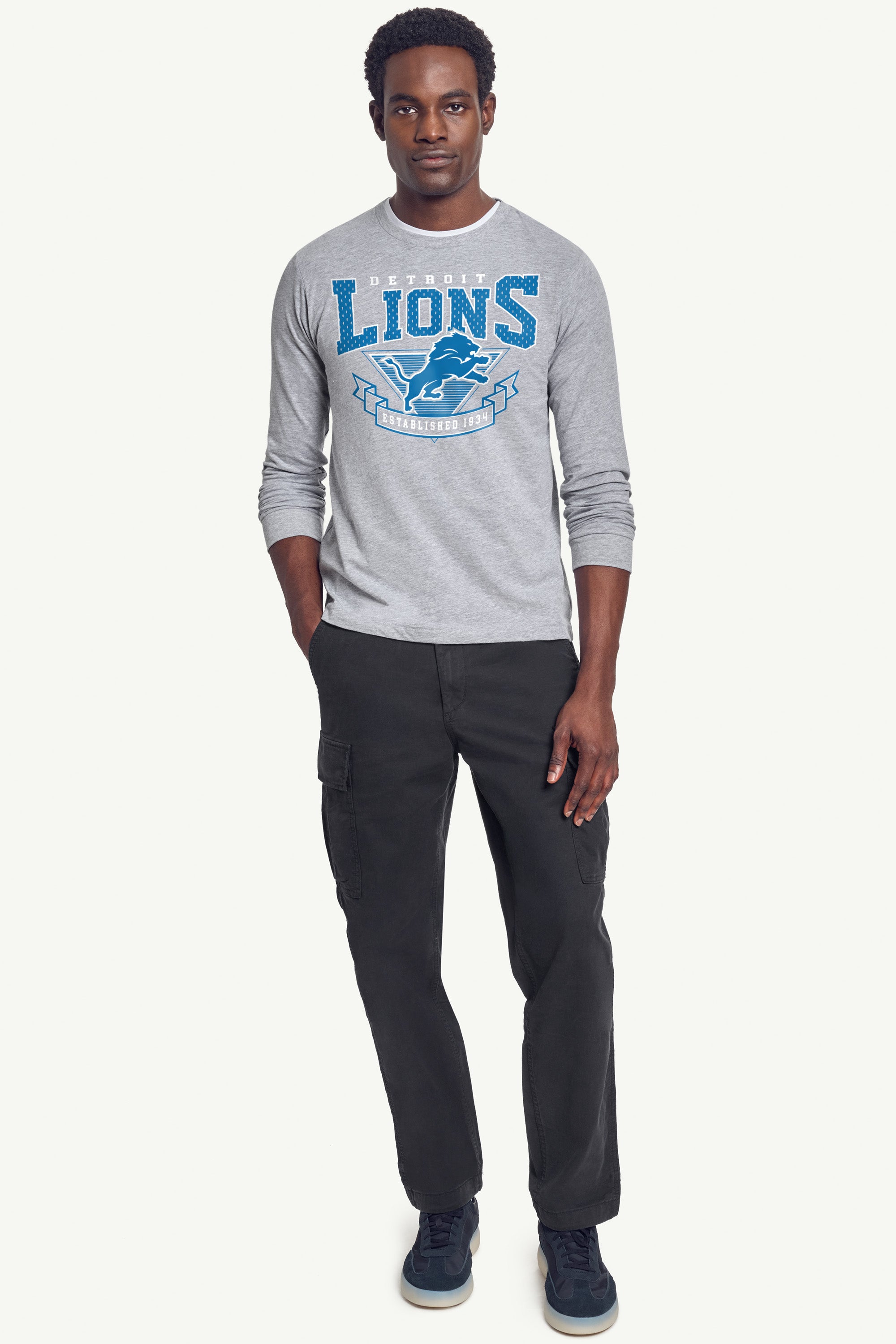 MENS DETROIT LIONS 80's INSPIRED LONG SLEEVE T SHIRT View 2 | Detroit Lions MENS DETROIT LIONS 80's INSPIRED LONG SLEEVE T SHIRT View 2 | Detroit Lions