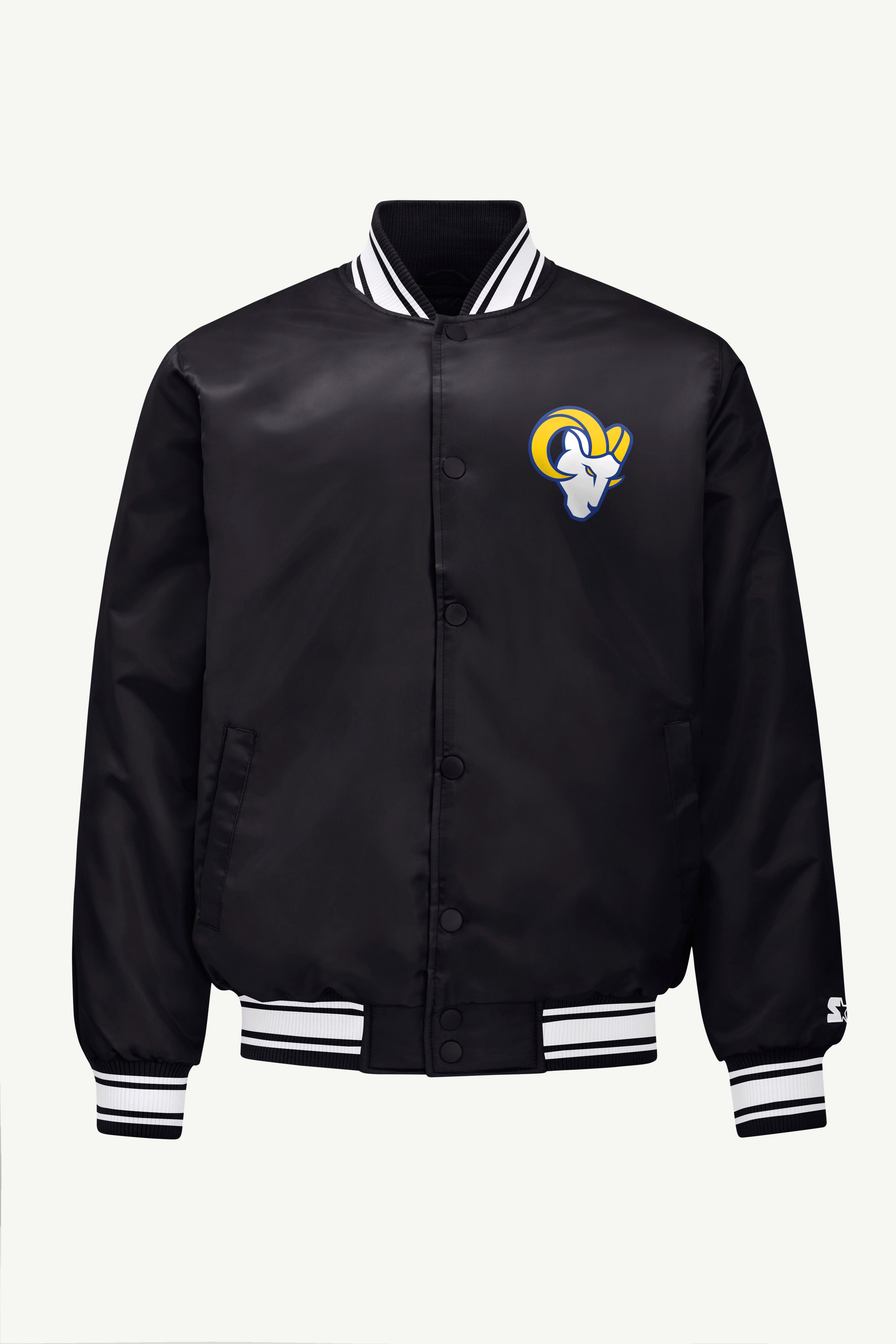 MENS LOS ANGELES RAMS MESH LOOK SATIN VARSITY JACKET View 1 | NFL MENS LOS ANGELES RAMS MESH LOOK SATIN VARSITY JACKET View 1 | NFL