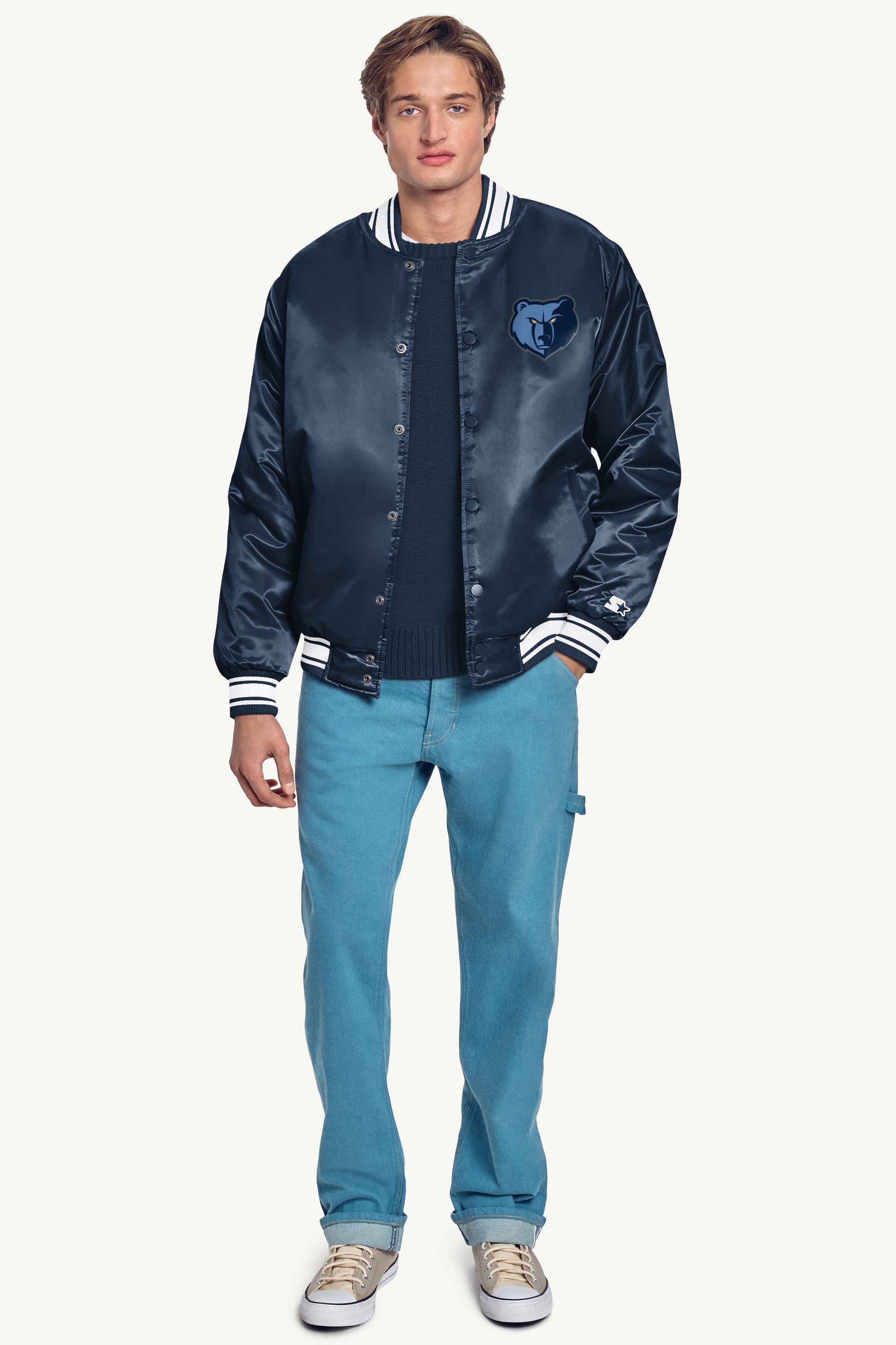 MENS MEMPHIS GRIZZLIES MESH LOOK SATIN VARSITY JACKET View 4 MENS MEMPHIS GRIZZLIES MESH LOOK SATIN VARSITY JACKET View 4