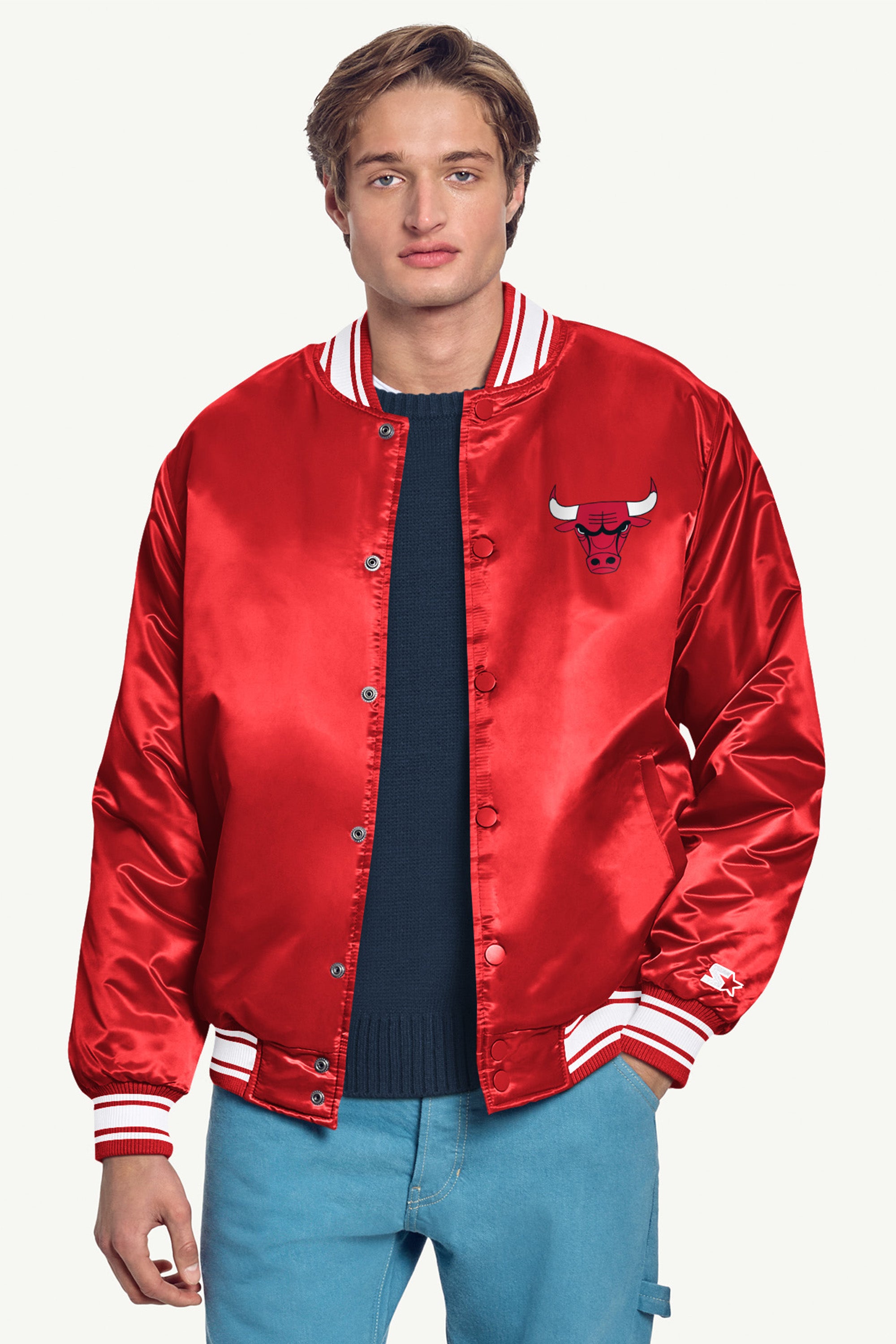 MENS CHICAGO BULLS MESH LOOK SATIN VARSITY JACKET View 3 | Chicago Bulls MENS CHICAGO BULLS MESH LOOK SATIN VARSITY JACKET View 3 | Chicago Bulls