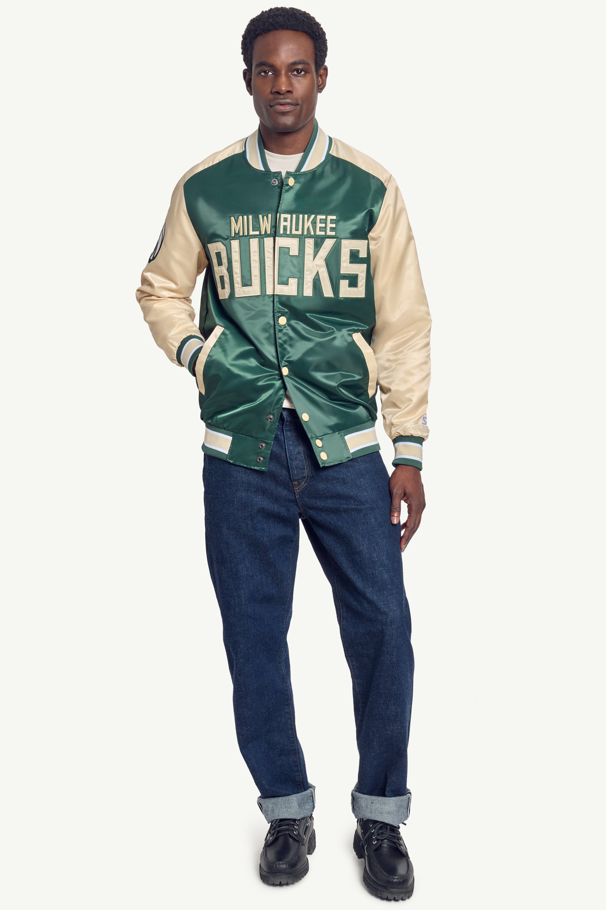 MENS MILWAUKEE BUCKS SATIN VARSITY JACKET View 4 | Milwaukee Bucks MENS MILWAUKEE BUCKS SATIN VARSITY JACKET View 4 | Milwaukee Bucks