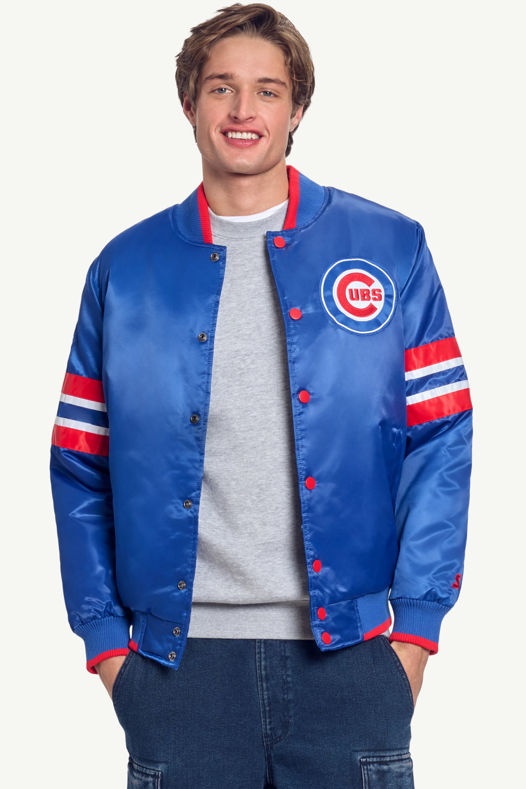 MENS CHICAGO CUBS SATIN JACKET View 2 MENS CHICAGO CUBS SATIN JACKET View 2