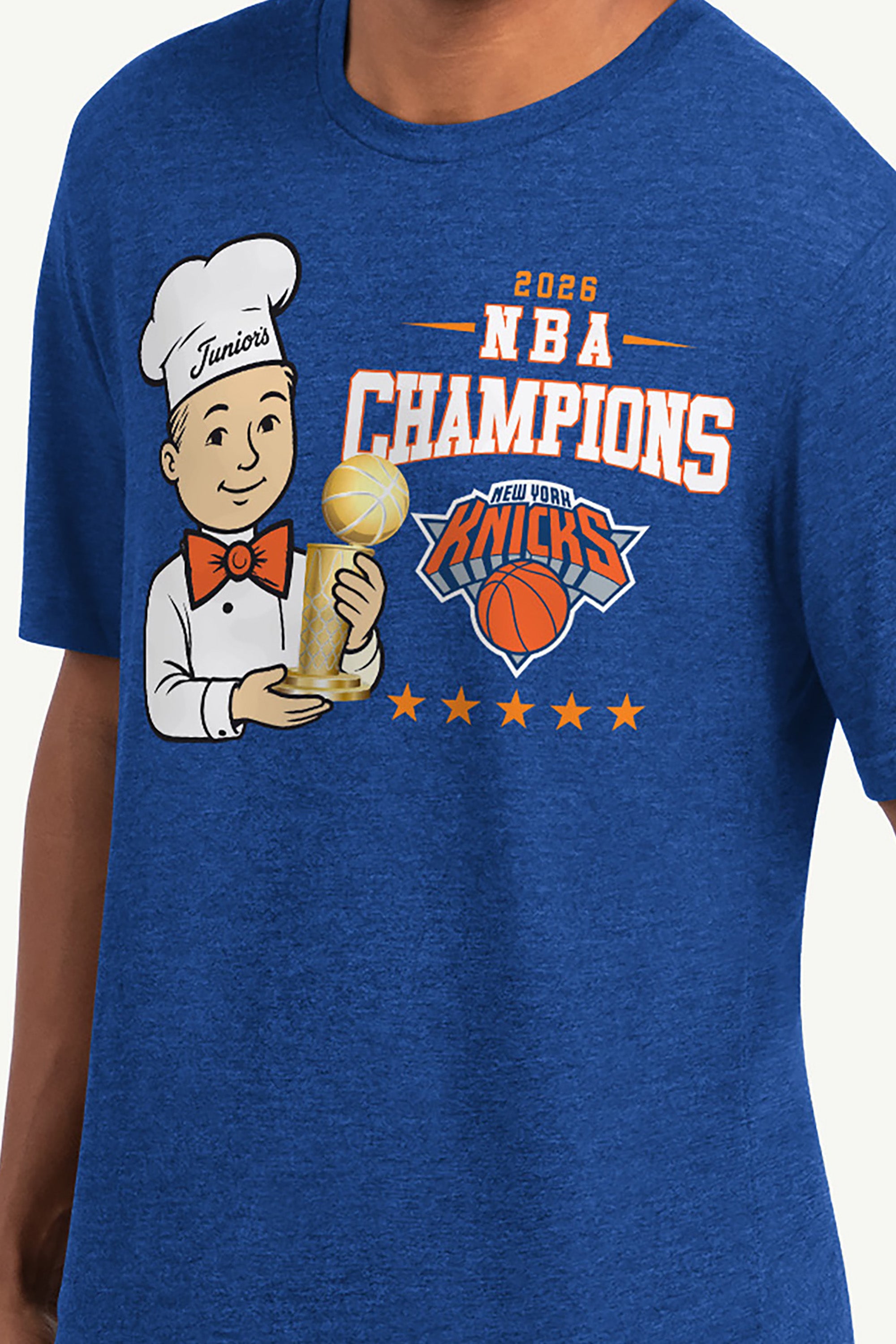 NEW YORK KNICKS X JUNIORS CHEESECAKE CHAMPIONS T SHIRT View 2 NEW YORK KNICKS X JUNIORS CHEESECAKE CHAMPIONS T SHIRT View 2