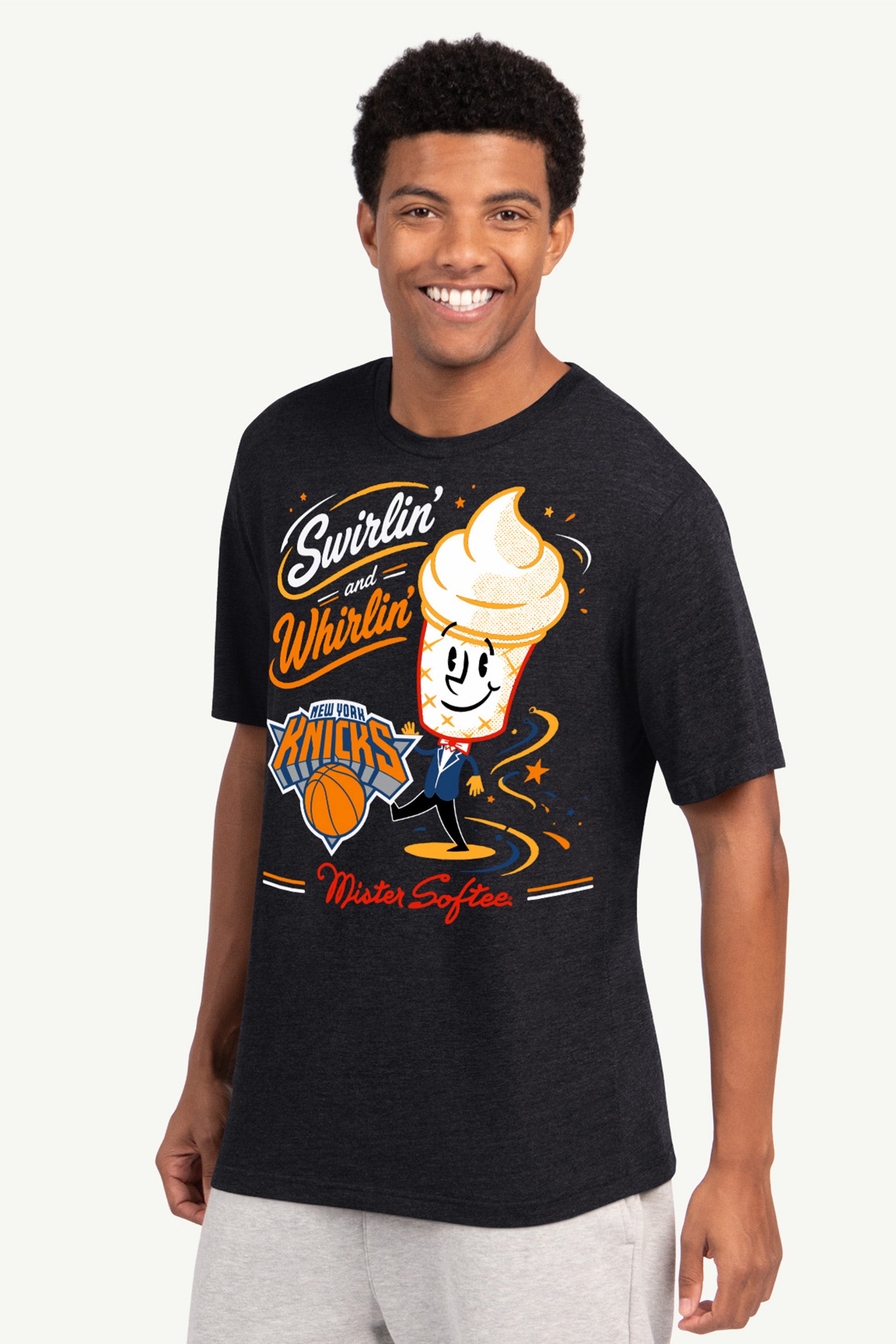 MENS NEW YORK KNICKS X MISTER SOFTEE SWIRLIN' T SHIRT View 1 MENS NEW YORK KNICKS X MISTER SOFTEE SWIRLIN' T SHIRT View 1