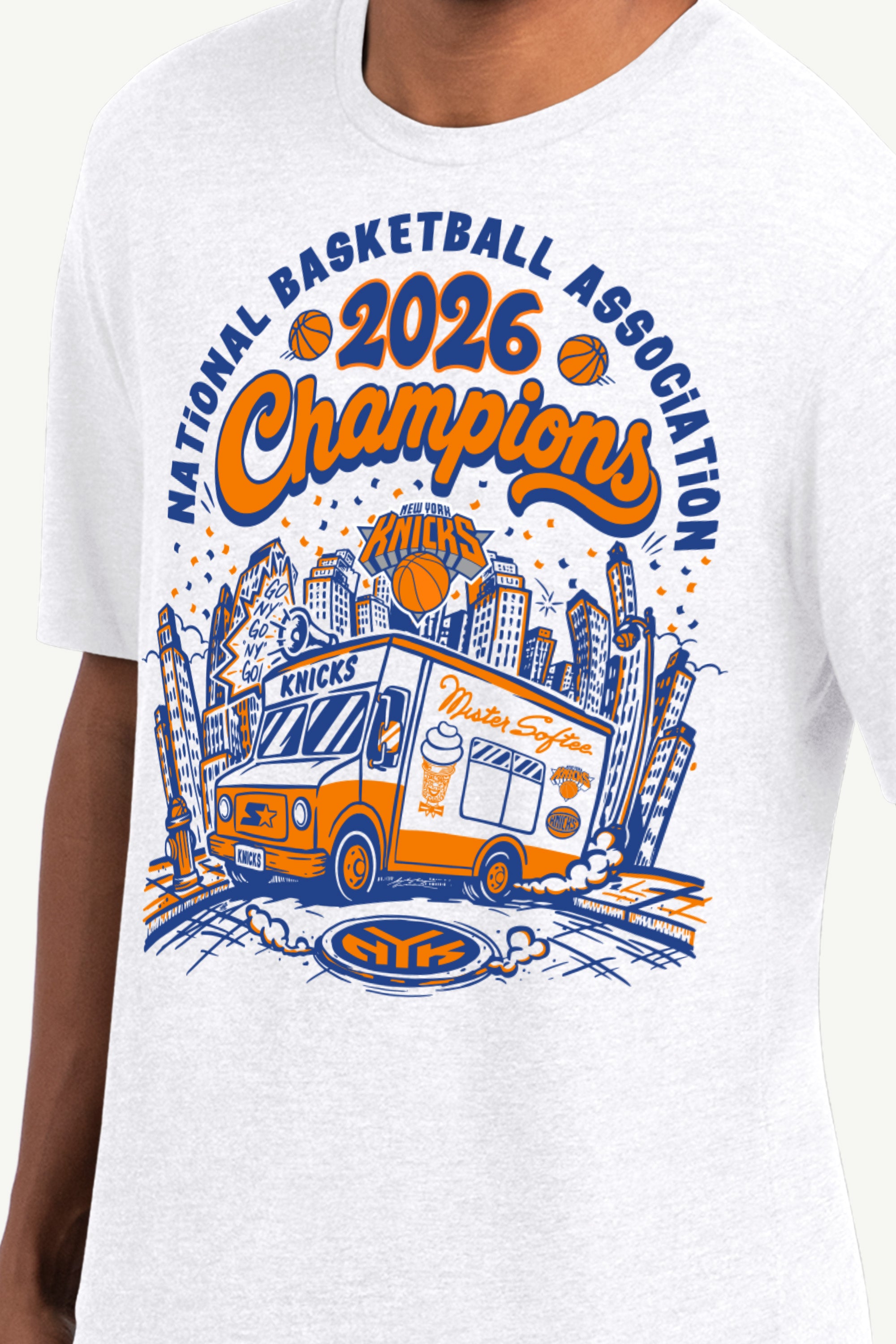 MENS NEW YORK KNICKS X MISTER SOFTEE T SHIRT View 2 MENS NEW YORK KNICKS X MISTER SOFTEE T SHIRT View 2