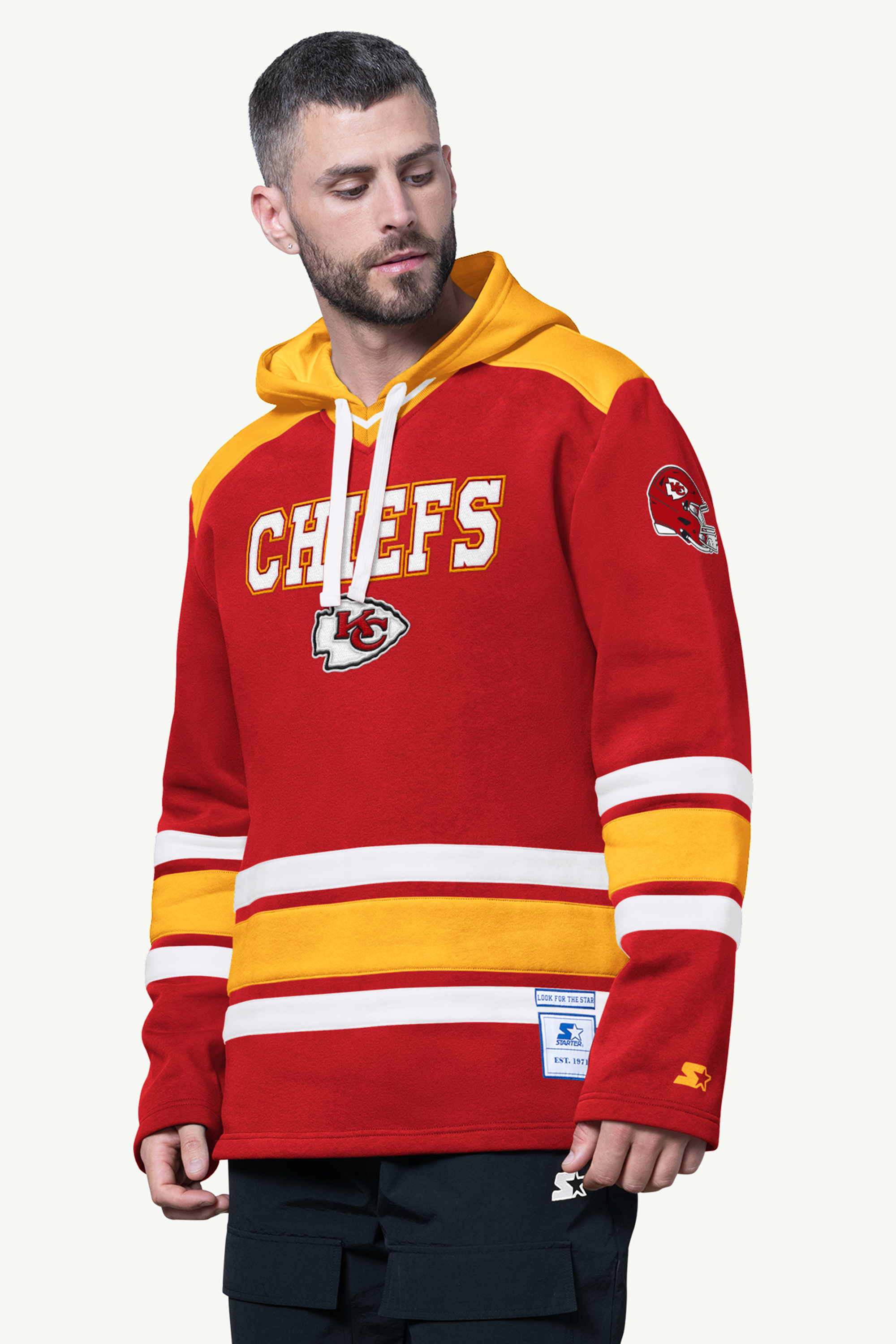MENS KANSAS CITY CHIEFS SLAP SHOT HOODED HOCKEY PULLOVER View 1 | Kansas City Chiefs MENS KANSAS CITY CHIEFS SLAP SHOT HOODED HOCKEY PULLOVER View 1 | Kansas City Chiefs