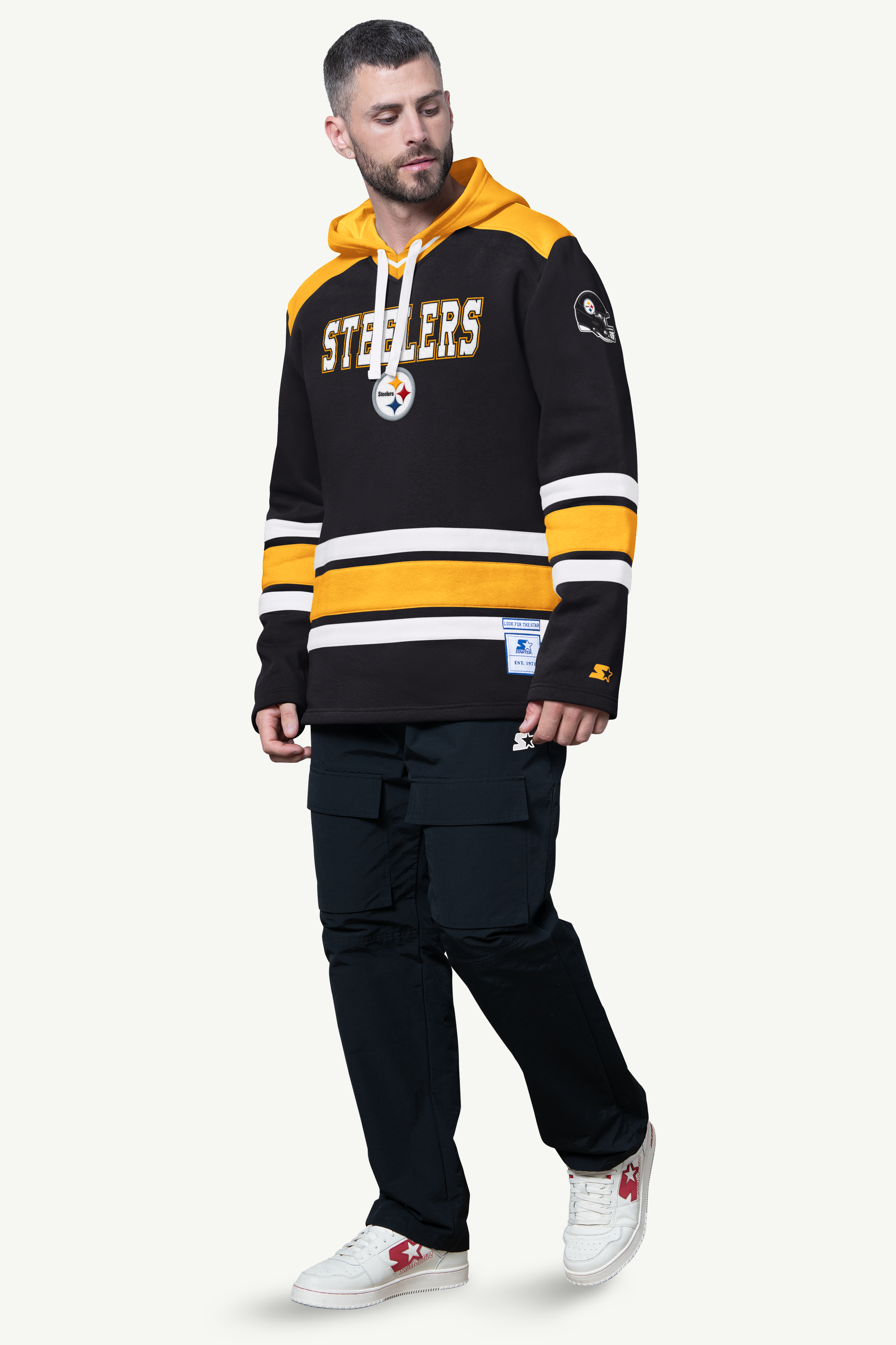 MENS PITTSBURGH STEELERS SLAP SHOT HOODED HOCKEY PULLOVER View 3 | Men's Hoodies MENS PITTSBURGH STEELERS SLAP SHOT HOODED HOCKEY PULLOVER View 3 | Men's Hoodies