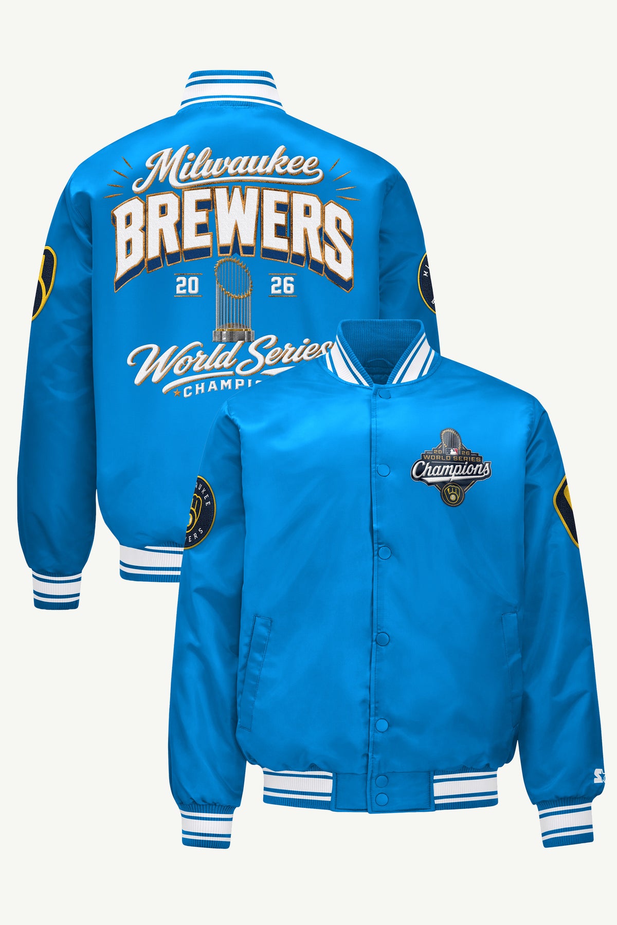 MENS MILWAUKEE BREWERS EMBROIDERED WS 2026 CHAMPIONS JACKET View 1 MENS MILWAUKEE BREWERS EMBROIDERED WS 2026 CHAMPIONS JACKET View 1
