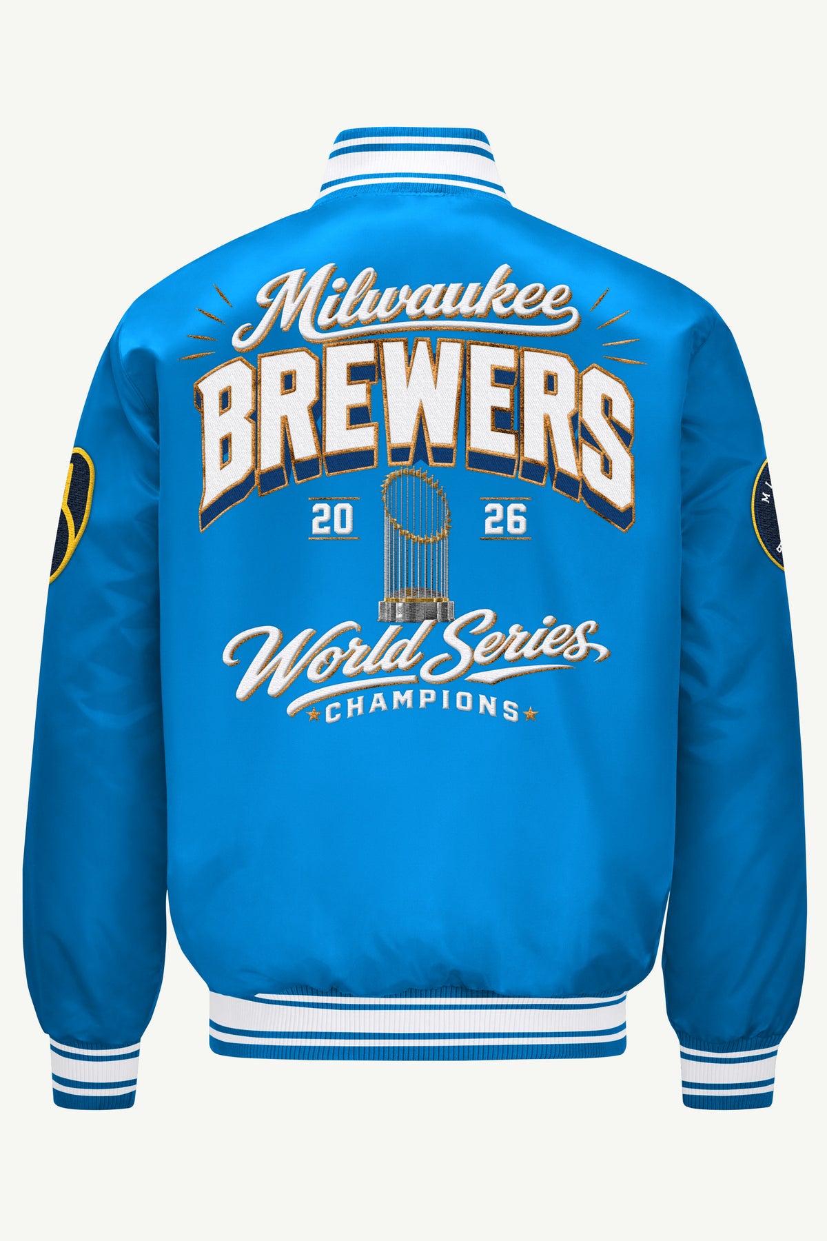 MENS MILWAUKEE BREWERS EMBROIDERED WS 2026 CHAMPIONS JACKET View 2 | STARTER JACKETS MENS MILWAUKEE BREWERS EMBROIDERED WS 2026 CHAMPIONS JACKET View 2 | STARTER JACKETS