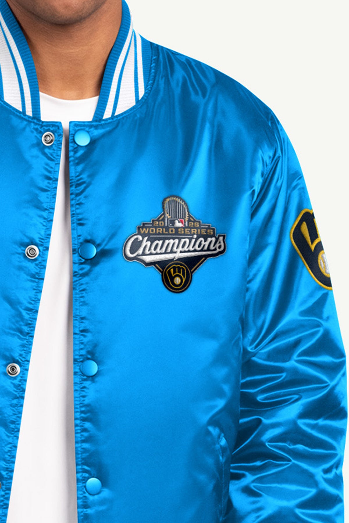 MENS MILWAUKEE BREWERS EMBROIDERED WS 2026 CHAMPIONS JACKET View 3 | MLB MENS MILWAUKEE BREWERS EMBROIDERED WS 2026 CHAMPIONS JACKET View 3 | MLB
