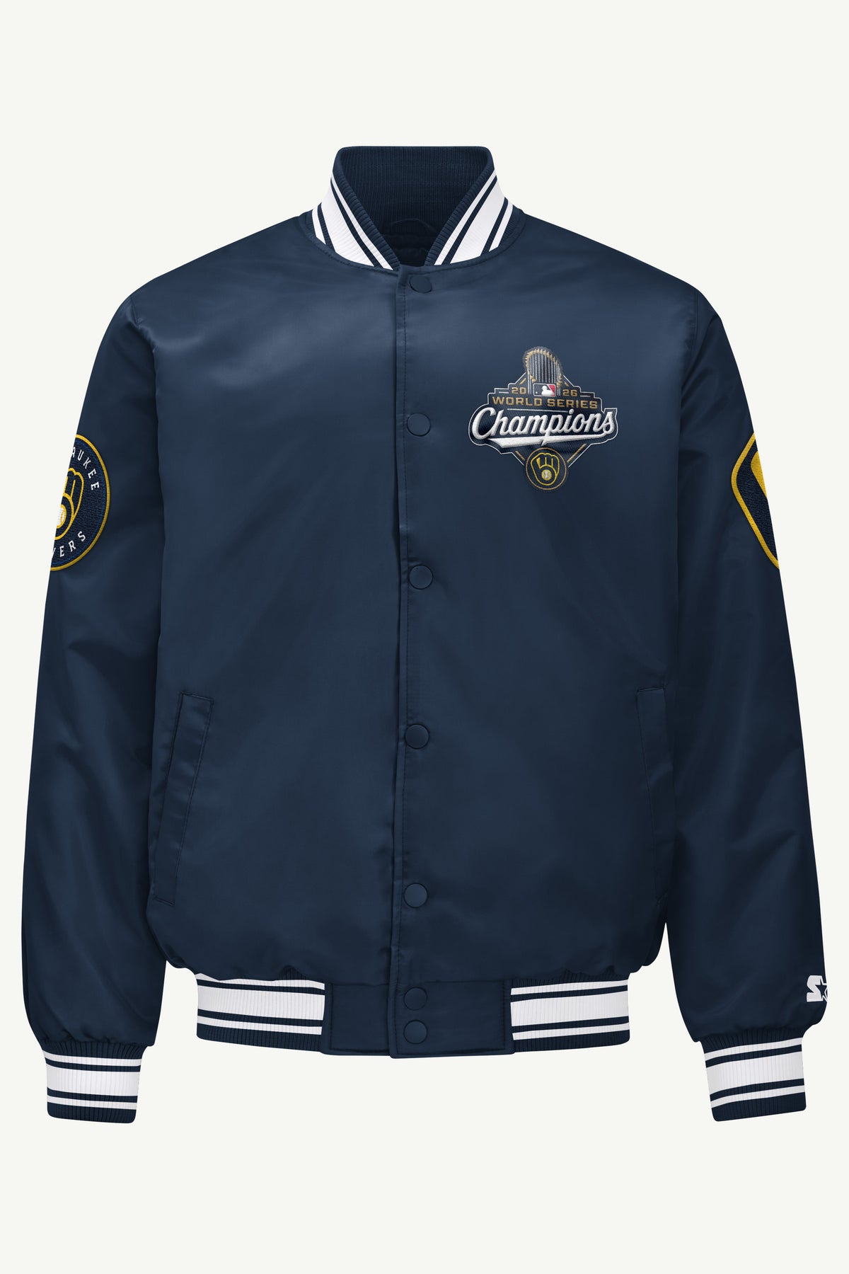 MENS MILWAUKEE BREWERS EMBROIDERED WS 2026 CHAMPIONS JACKET View 1 | MLB MENS MILWAUKEE BREWERS EMBROIDERED WS 2026 CHAMPIONS JACKET View 1 | MLB