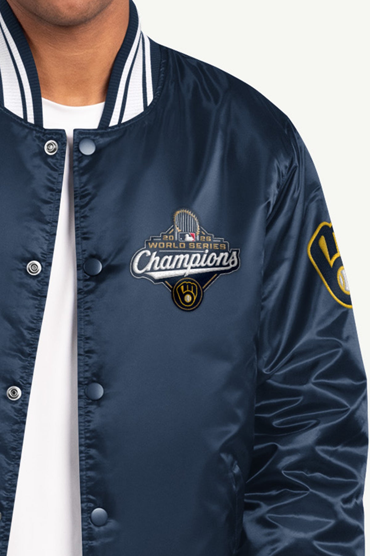 MENS MILWAUKEE BREWERS EMBROIDERED WS 2026 CHAMPIONS JACKET View 3 | STARTER JACKETS MENS MILWAUKEE BREWERS EMBROIDERED WS 2026 CHAMPIONS JACKET View 3 | STARTER JACKETS