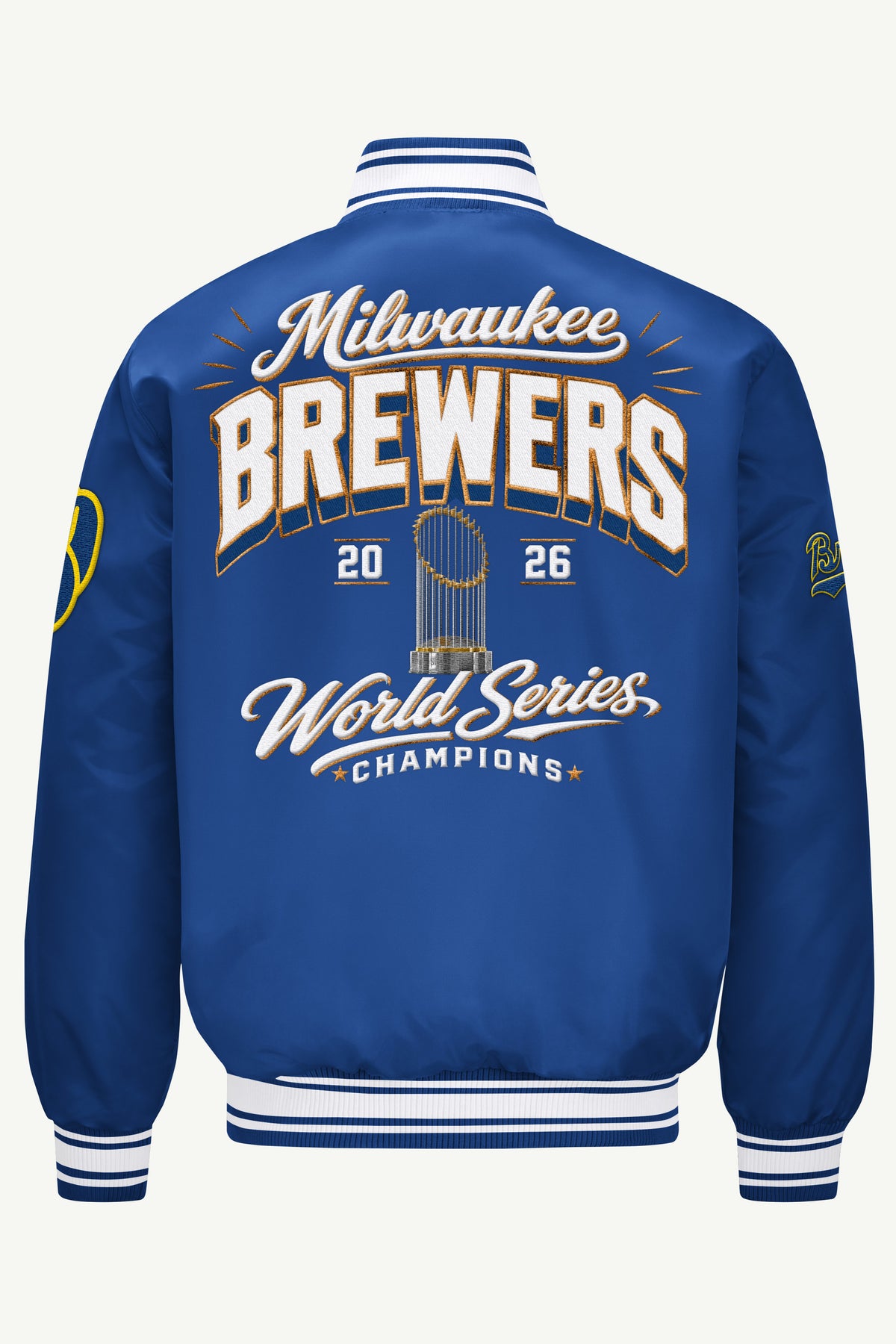 MENS MILWAUKEE BREWERS EMBROIDERED WS 2026 CHAMPIONS JACKET View 2 | STARTER JACKETS MENS MILWAUKEE BREWERS EMBROIDERED WS 2026 CHAMPIONS JACKET View 2 | STARTER JACKETS