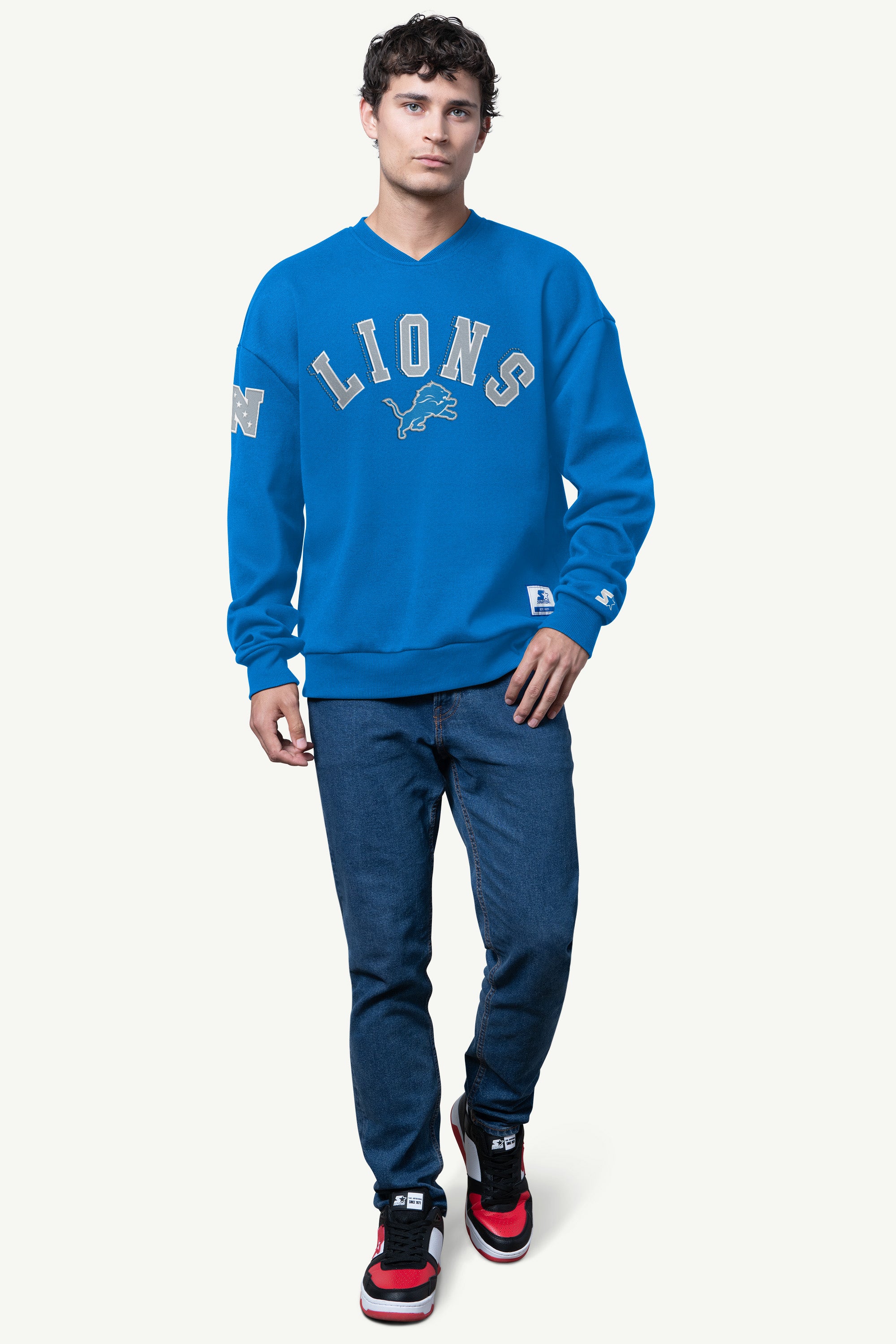MENS DETROIT LIONS PIQUE PULLOVER View 2 | STARTER CLASSICS MENS DETROIT LIONS PIQUE PULLOVER View 2 | STARTER CLASSICS