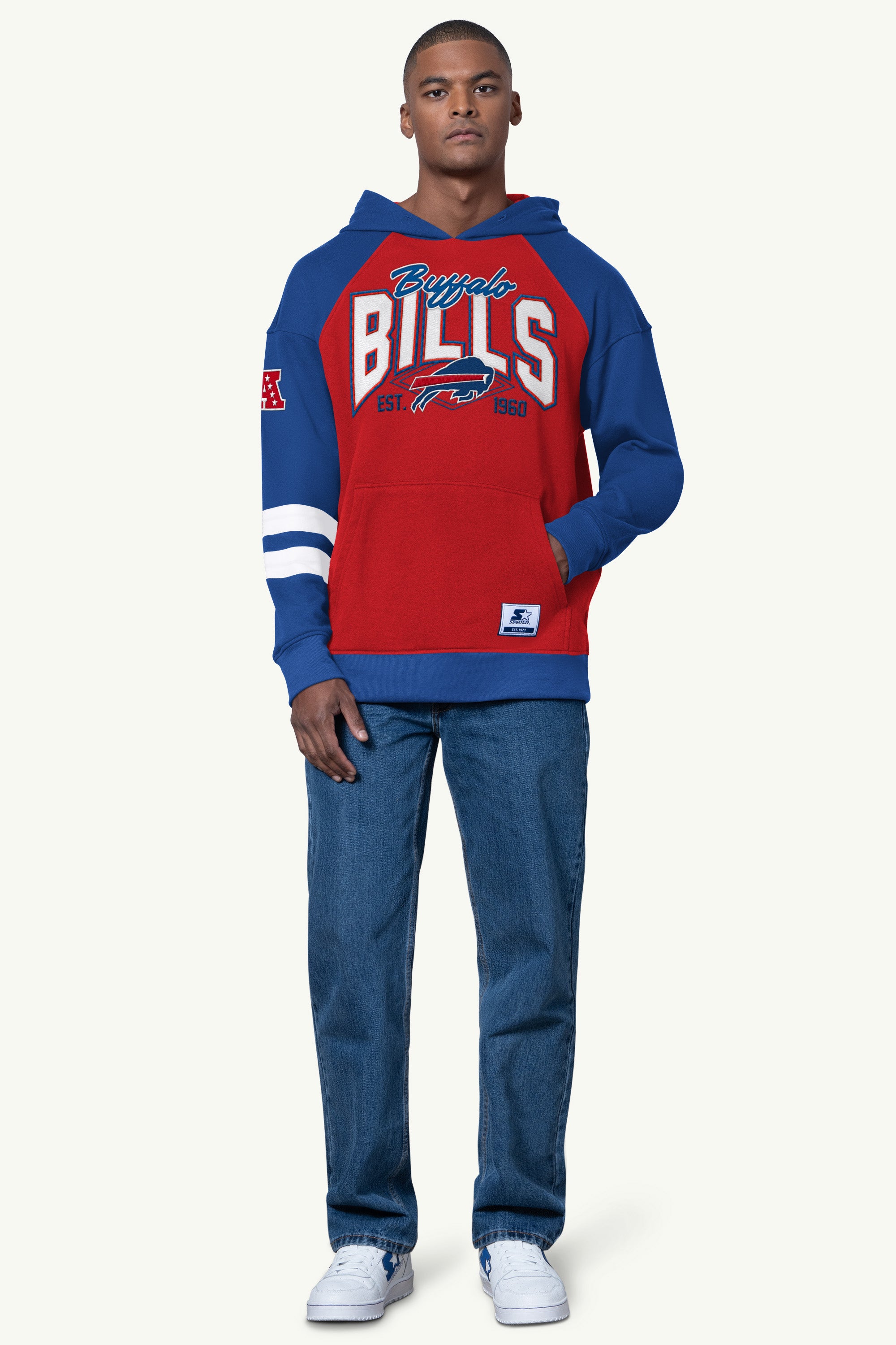 MENS BUFFALO BILLS INTERCEPTION COLORBLOCK HOODIE View 2 | STARTER CLASSICS MENS BUFFALO BILLS INTERCEPTION COLORBLOCK HOODIE View 2 | STARTER CLASSICS