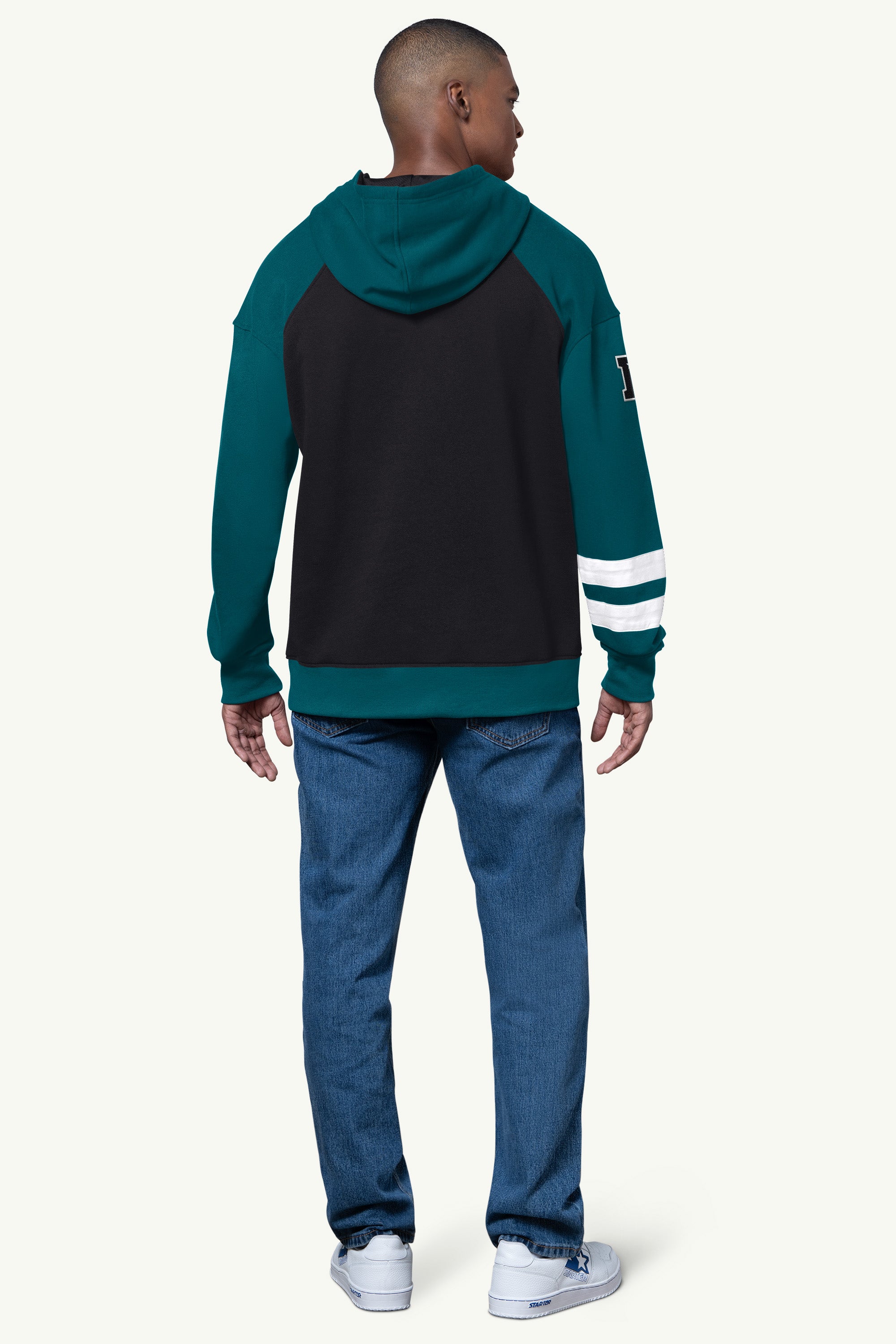MENS PHILADELPHIA EAGLES INTERCEPTION COLORBLOCK HOODIE View 3 | STARTER CLASSICS MENS PHILADELPHIA EAGLES INTERCEPTION COLORBLOCK HOODIE View 3 | STARTER CLASSICS
