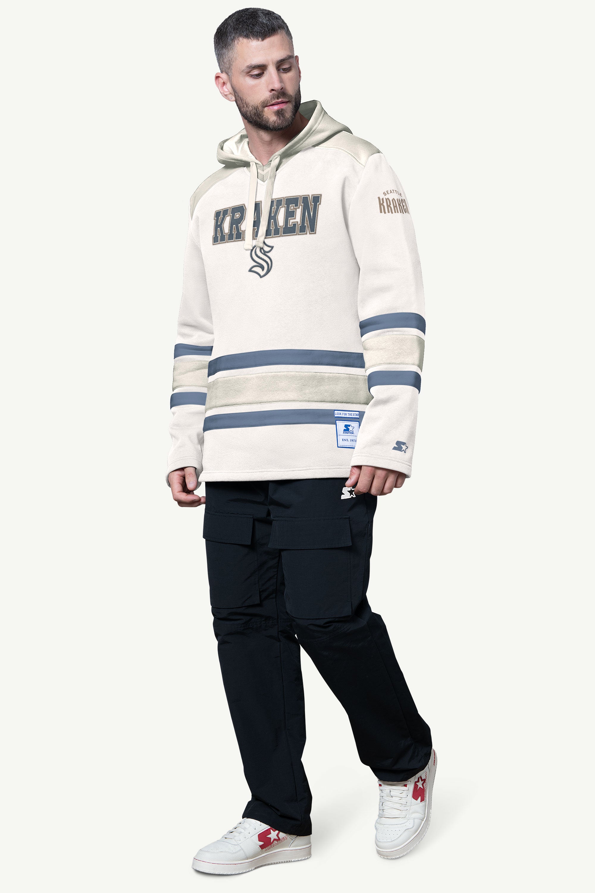 MENS SEATTLE KRAKEN SLAP SHOT HOODED HOCKEY PULLOVER View 2 | Seattle Kraken MENS SEATTLE KRAKEN SLAP SHOT HOODED HOCKEY PULLOVER View 2 | Seattle Kraken