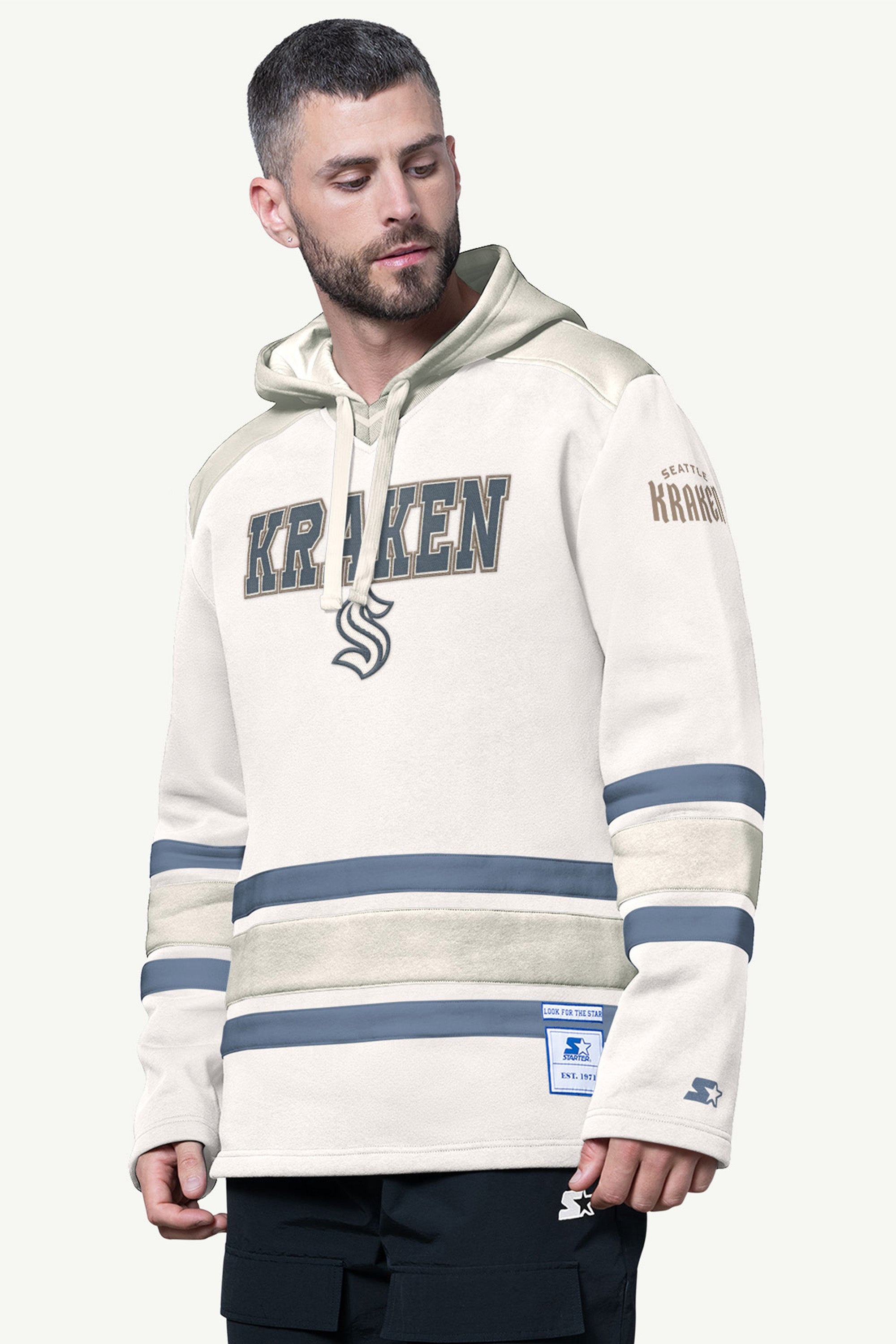 MENS SEATTLE KRAKEN SLAP SHOT HOODED HOCKEY PULLOVER View 1 | Seattle Kraken MENS SEATTLE KRAKEN SLAP SHOT HOODED HOCKEY PULLOVER View 1 | Seattle Kraken