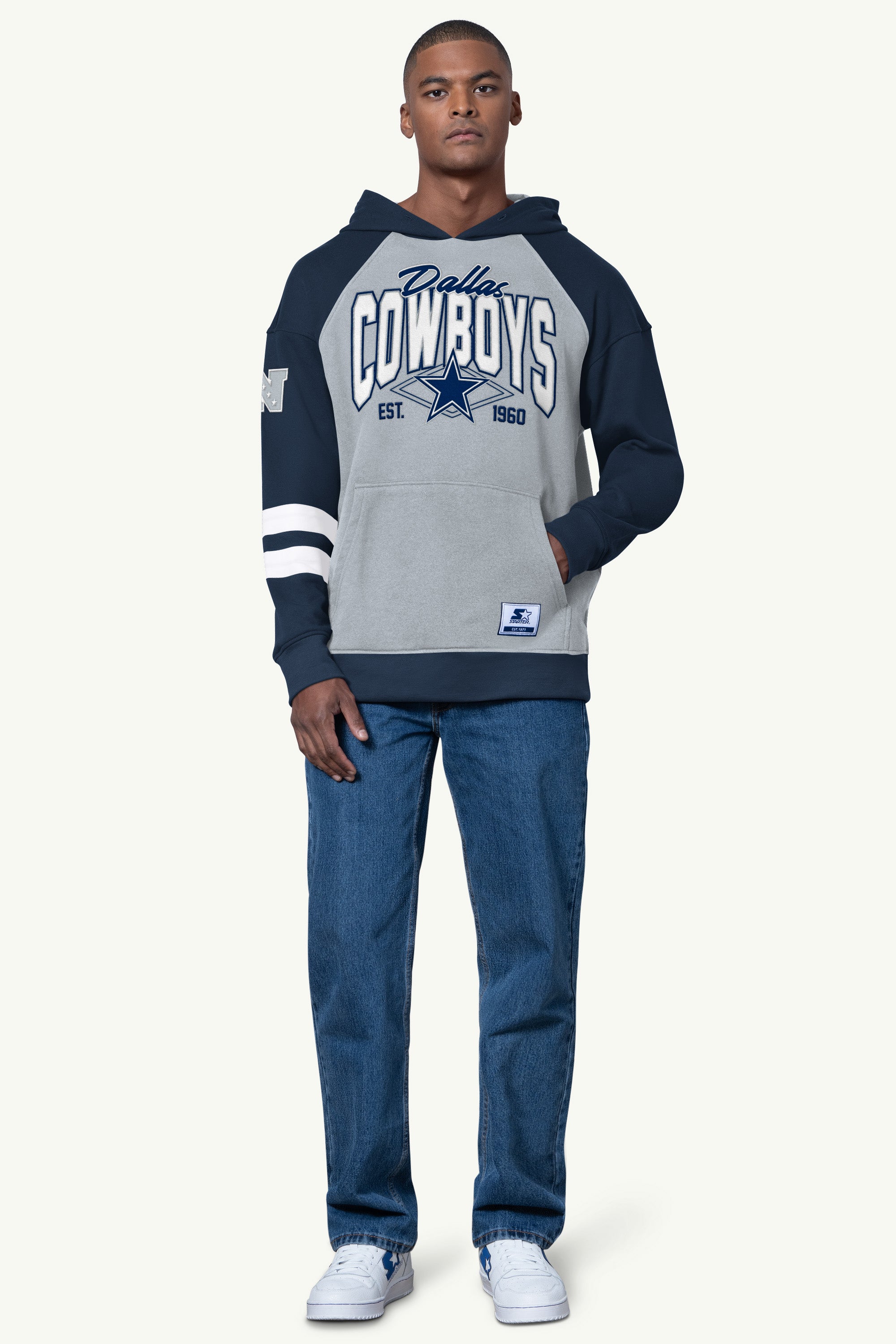 MENS DALLAS COWBOYS INTERCEPTION COLORBLOCK HOODIE View 2 | STARTER CLASSICS MENS DALLAS COWBOYS INTERCEPTION COLORBLOCK HOODIE View 2 | STARTER CLASSICS