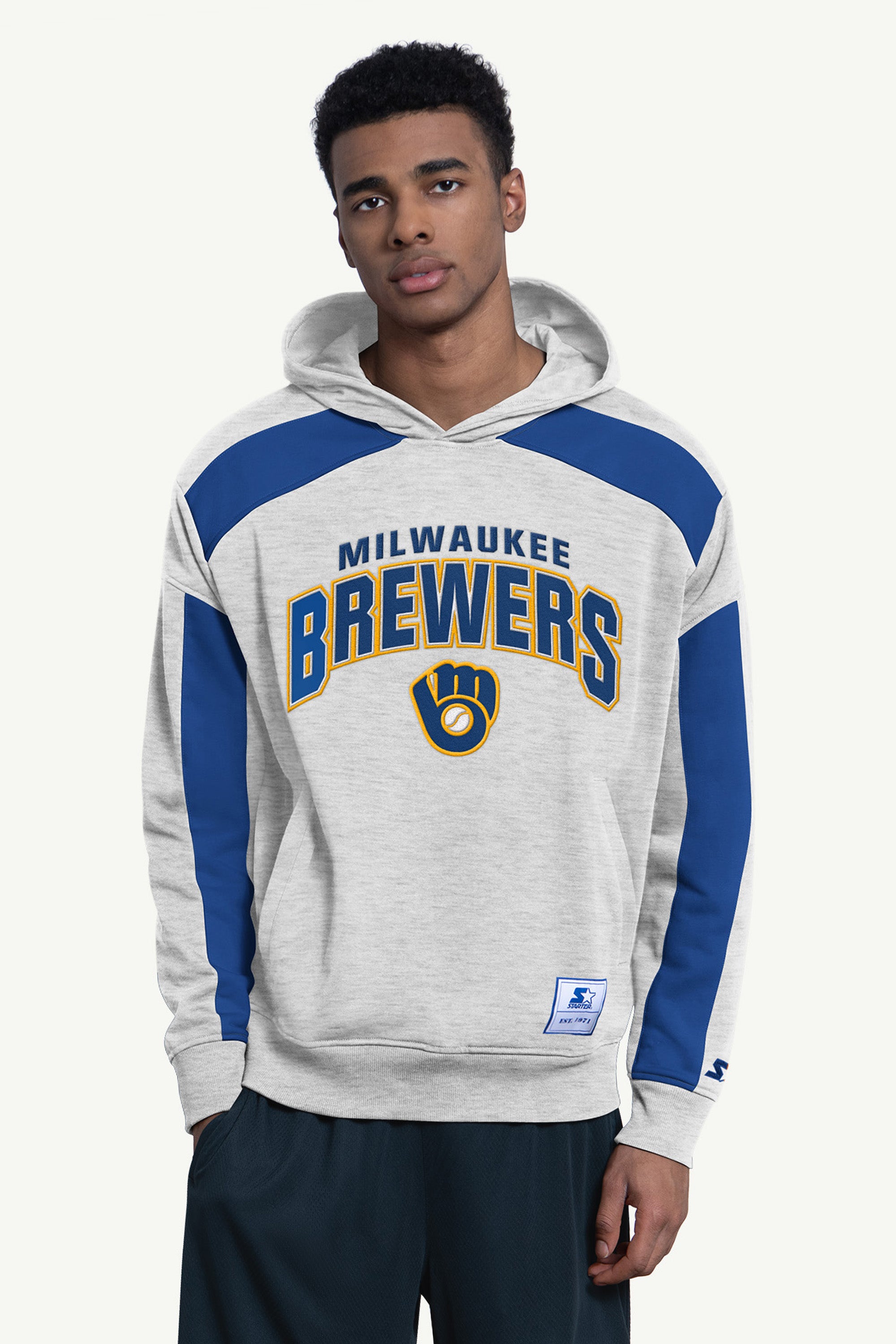 MENS MILWAUKEE BREWERS PRO SET HOODIE View 1 | MLB MENS MILWAUKEE BREWERS PRO SET HOODIE View 1 | MLB