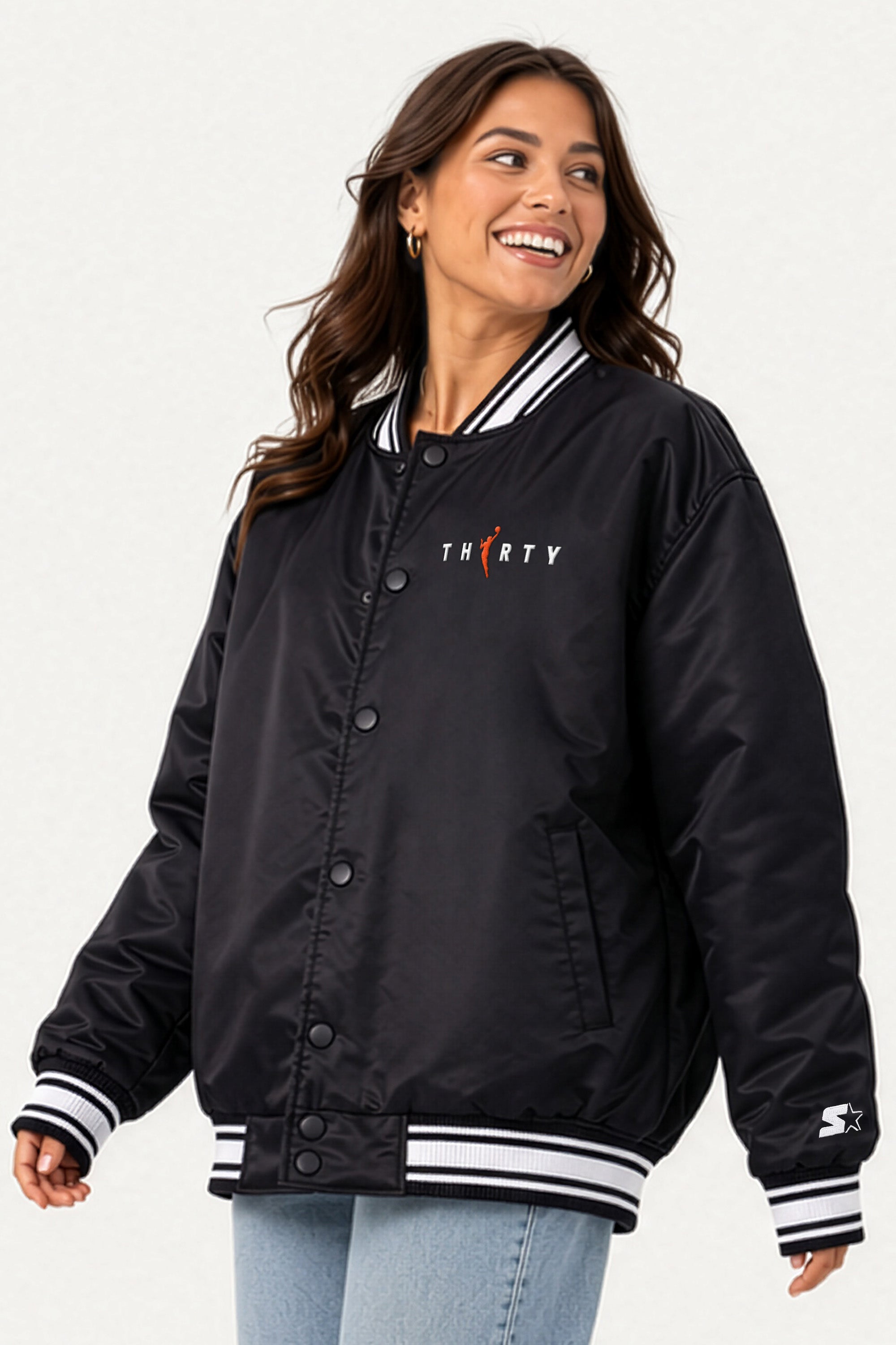 WNBA 30TH ANNIVERSARY SATIN VARSITY JACKET View 3 | Women's New Arrivals WNBA 30TH ANNIVERSARY SATIN VARSITY JACKET View 3 | Women's New Arrivals