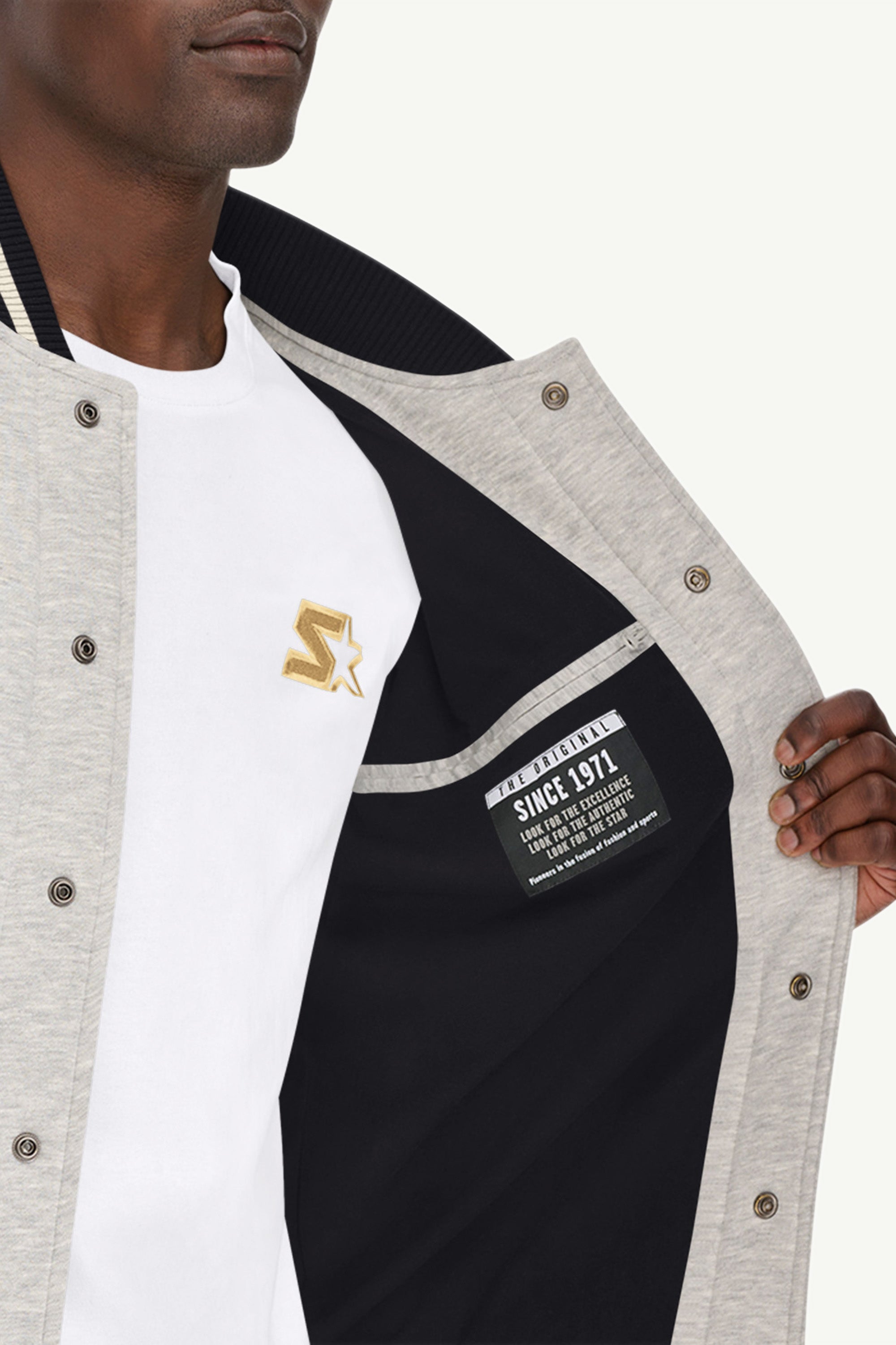 MENS STARTER HEAVYWEIGHT FLEECE VARSITY JACKET View 3 | Starter Brand Collection MENS STARTER HEAVYWEIGHT FLEECE VARSITY JACKET View 3 | Starter Brand Collection