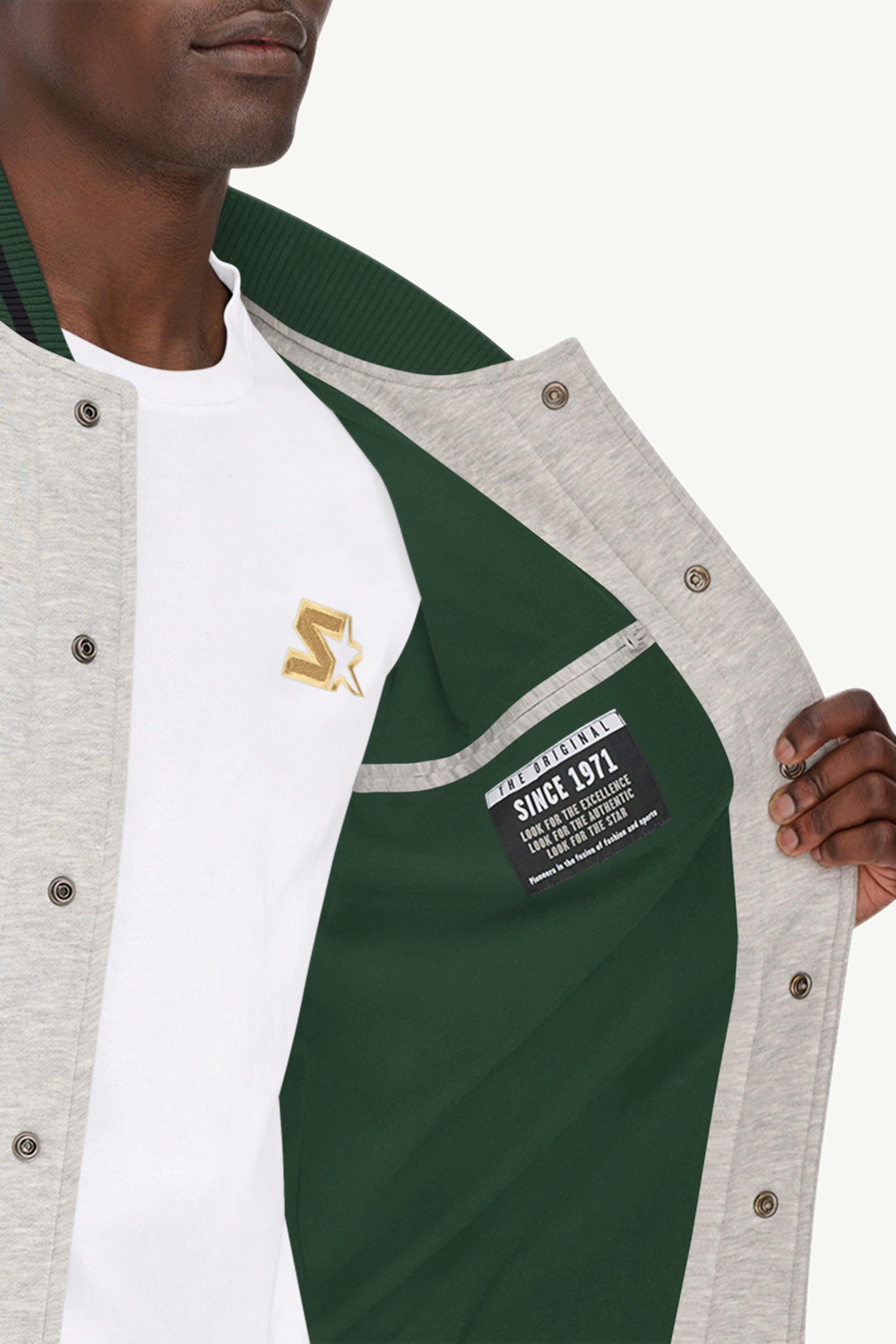 MENS STARTER HEAVYWEIGHT FLEECE VARSITY JACKET View 3 | Starter Brand Collection MENS STARTER HEAVYWEIGHT FLEECE VARSITY JACKET View 3 | Starter Brand Collection