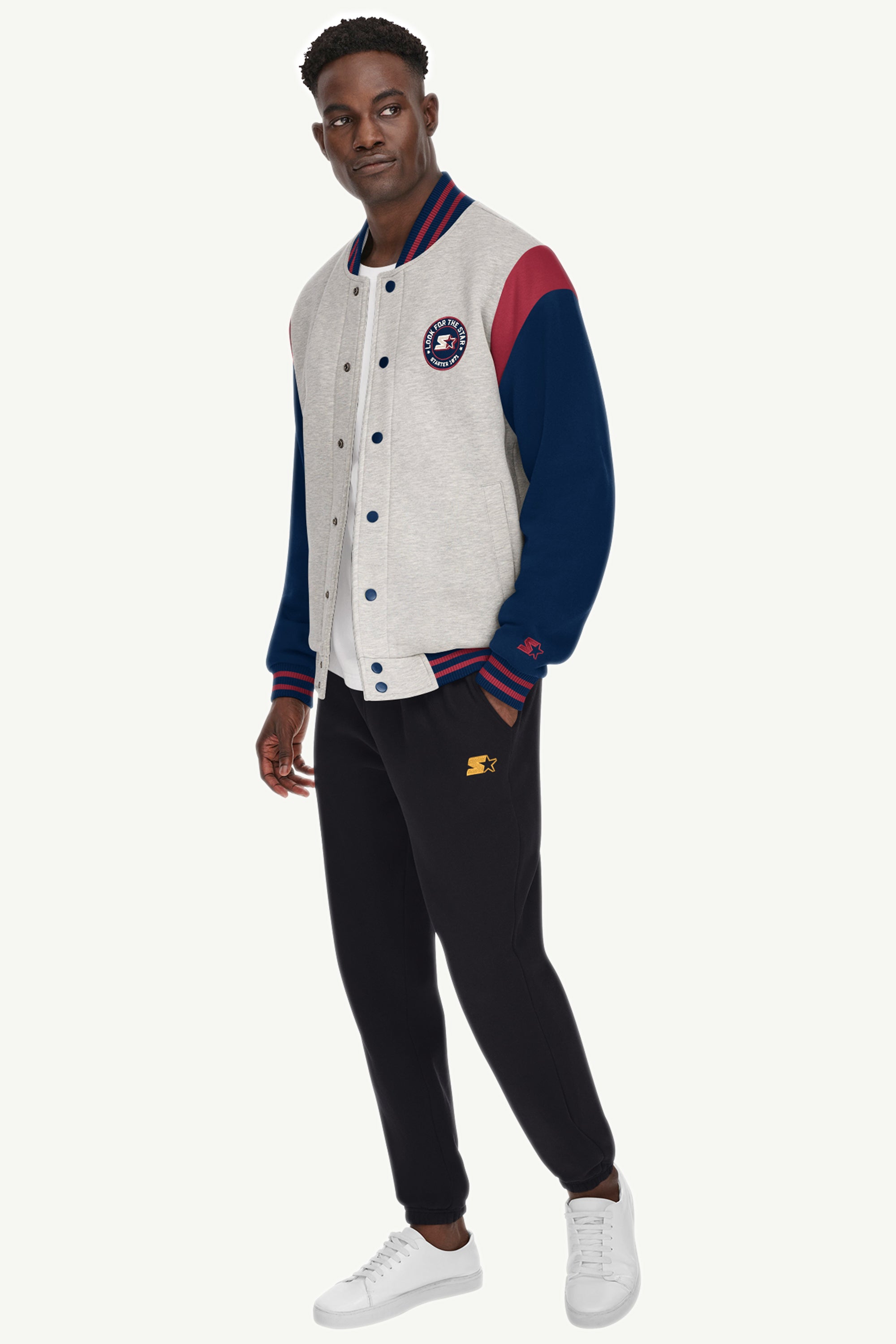 MENS STARTER HEAVYWEIGHT FLEECE VARSITY JACKET View 2 MENS STARTER HEAVYWEIGHT FLEECE VARSITY JACKET View 2