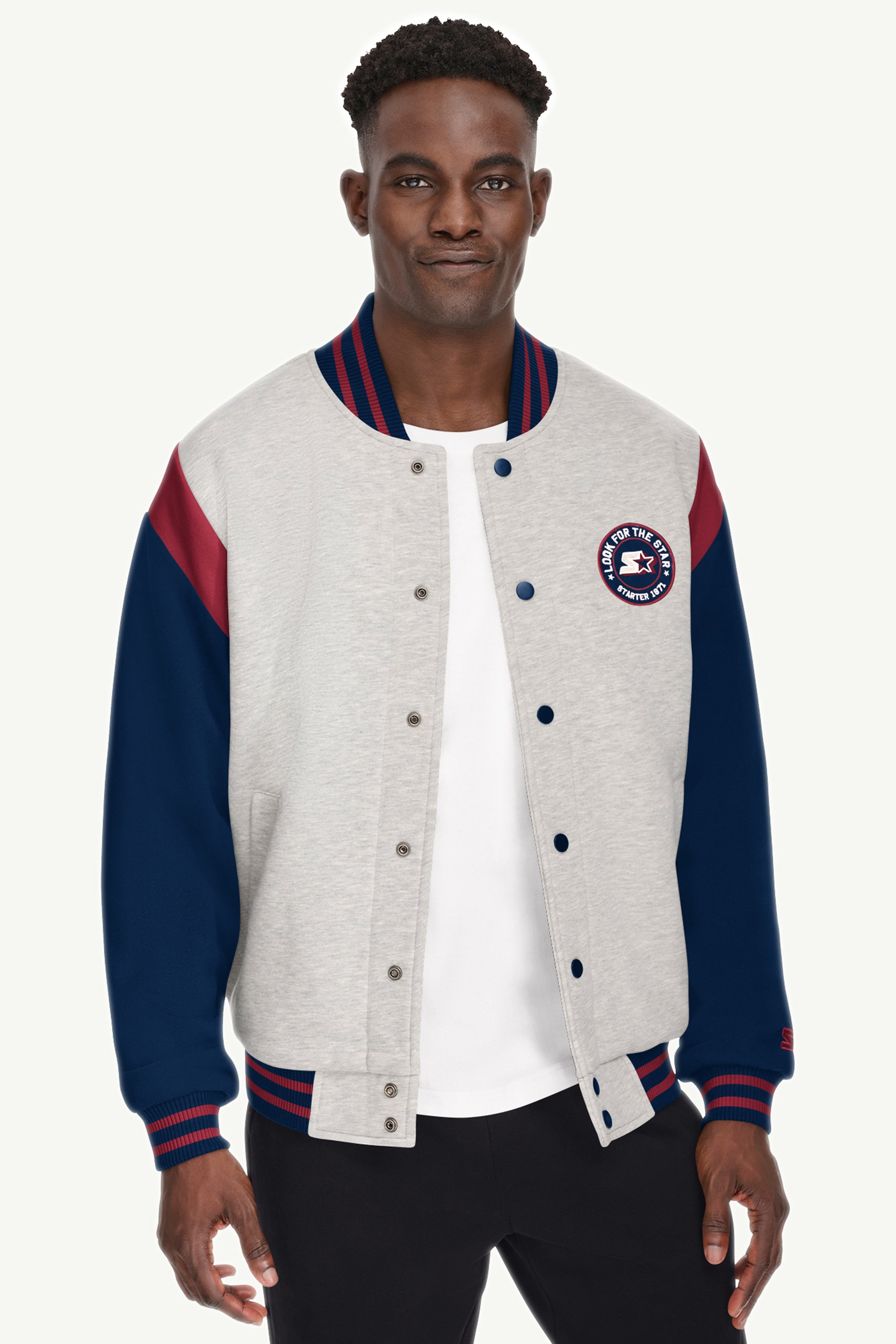 MENS STARTER HEAVYWEIGHT FLEECE VARSITY JACKET View 1 MENS STARTER HEAVYWEIGHT FLEECE VARSITY JACKET View 1
