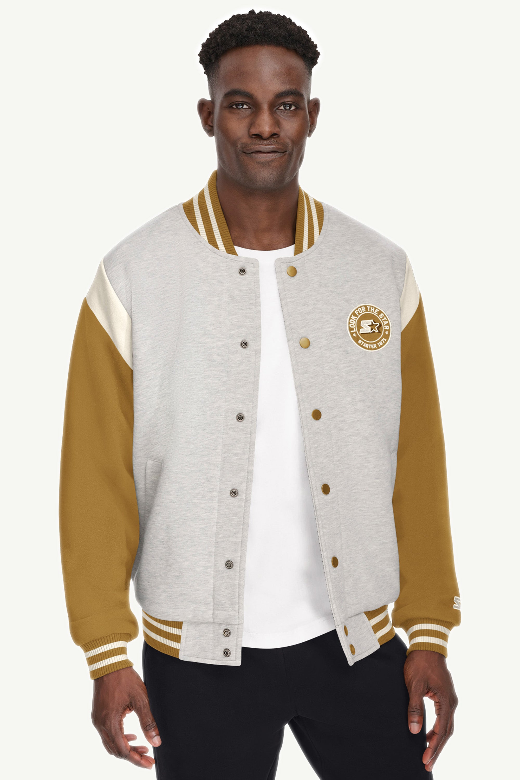 MENS STARTER HEAVYWEIGHT FLEECE VARSITY JACKET View 1 MENS STARTER HEAVYWEIGHT FLEECE VARSITY JACKET View 1
