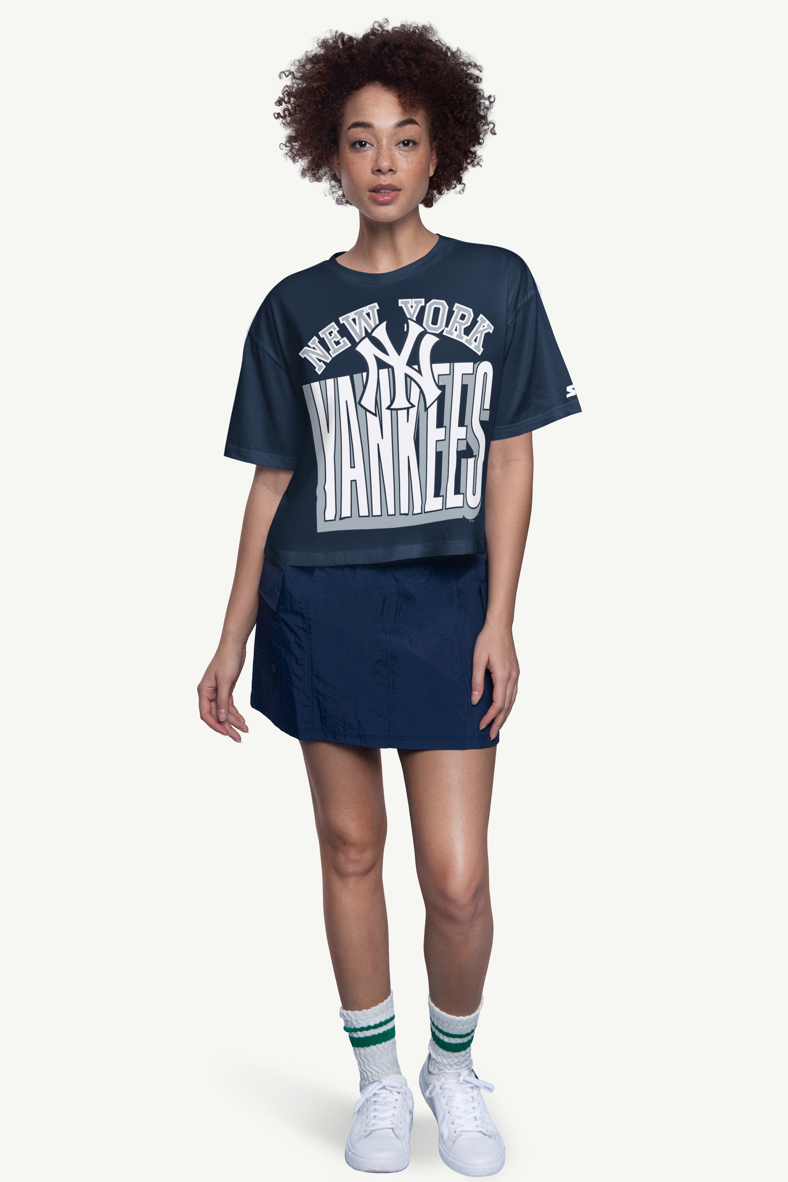 WOMENS NEW YORK YANKEES CROPPED T SHIRT View 3 | MLB WOMENS NEW YORK YANKEES CROPPED T SHIRT View 3 | MLB
