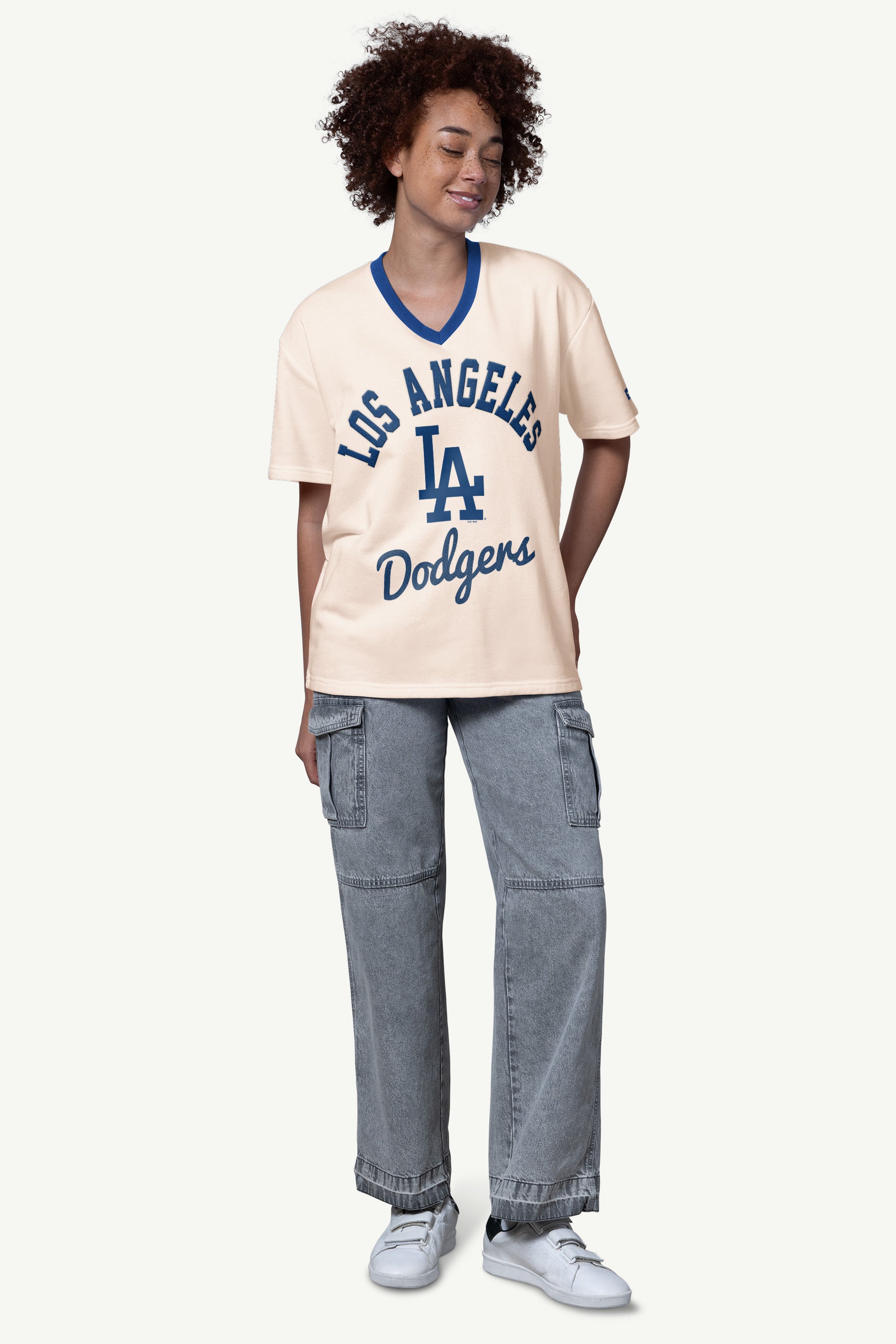 WOMENS LOS ANGELES DODGERS V-NECK T SHIRT View 3 WOMENS LOS ANGELES DODGERS V-NECK T SHIRT View 3