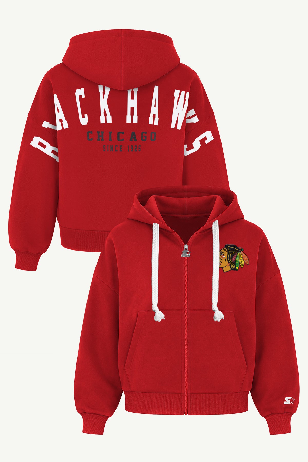 WOMENS CHICAGO BLACKHAWKS HAIL MARY ZIP UP View 1 WOMENS CHICAGO BLACKHAWKS HAIL MARY ZIP UP View 1