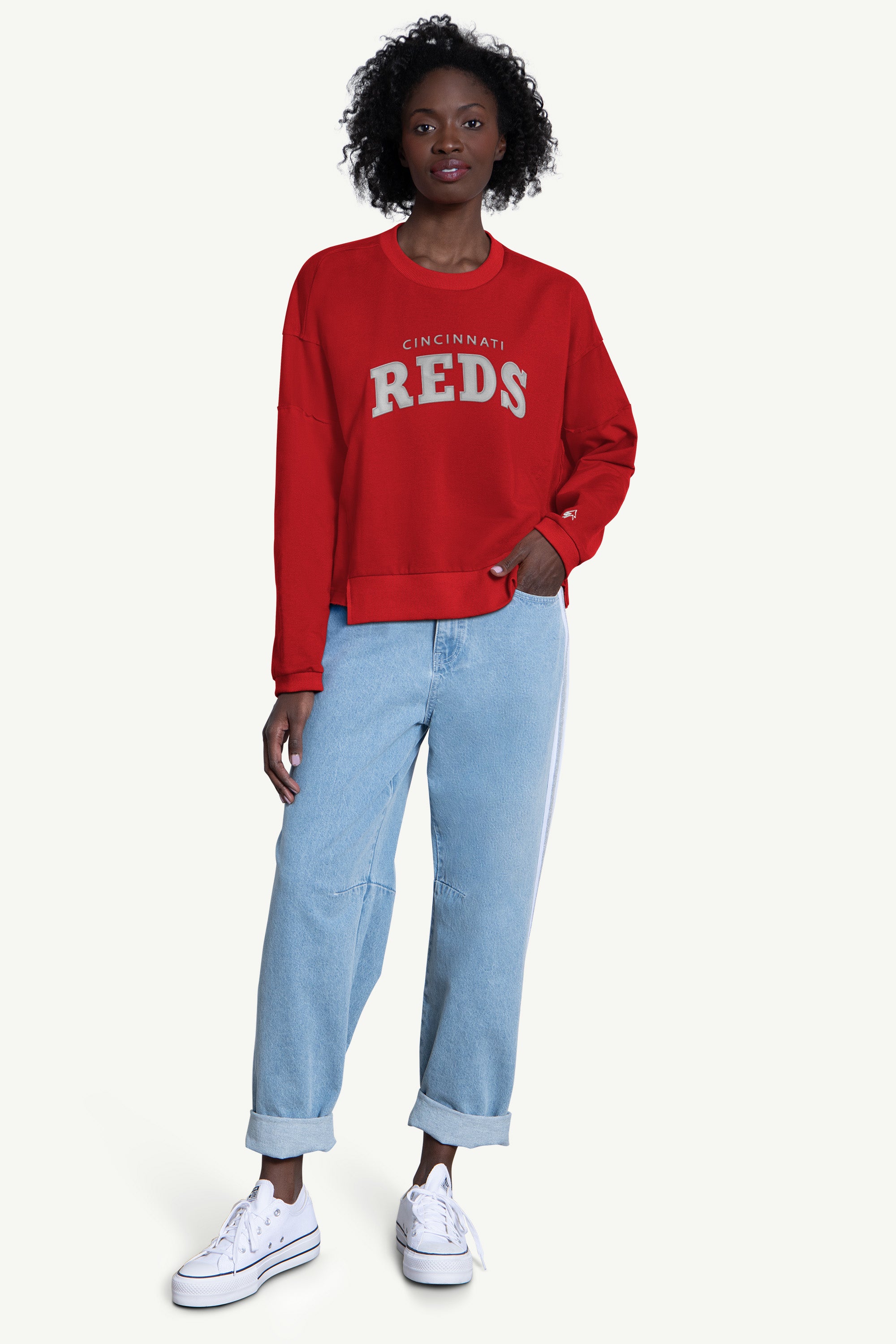 WOMENS CINCINNATI REDS CREW NECK SWEATSHIRT View 3 | MLB WOMENS CINCINNATI REDS CREW NECK SWEATSHIRT View 3 | MLB