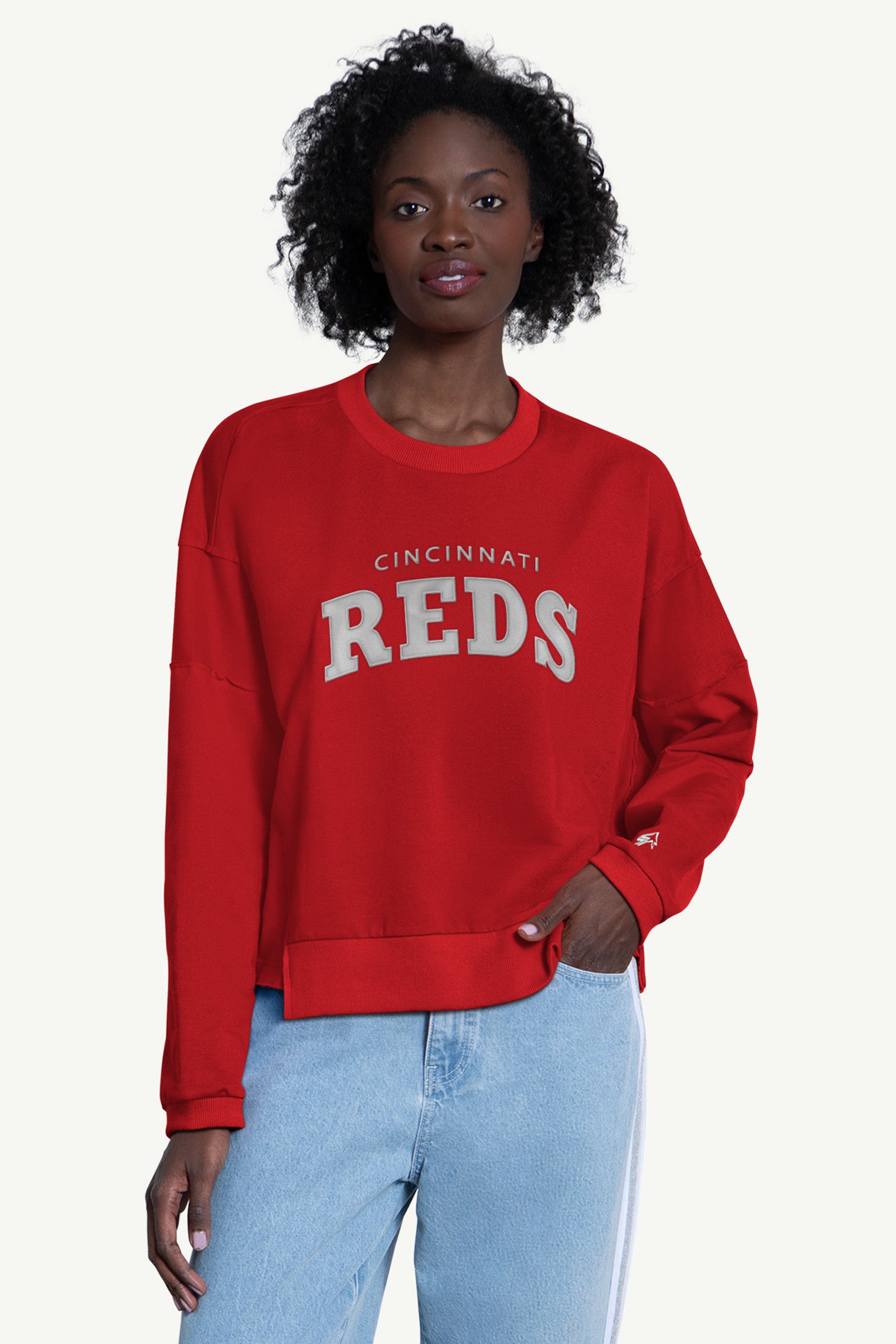 WOMENS CINCINNATI REDS CREW NECK SWEATSHIRT View 1 | Cincinnati Reds WOMENS CINCINNATI REDS CREW NECK SWEATSHIRT View 1 | Cincinnati Reds